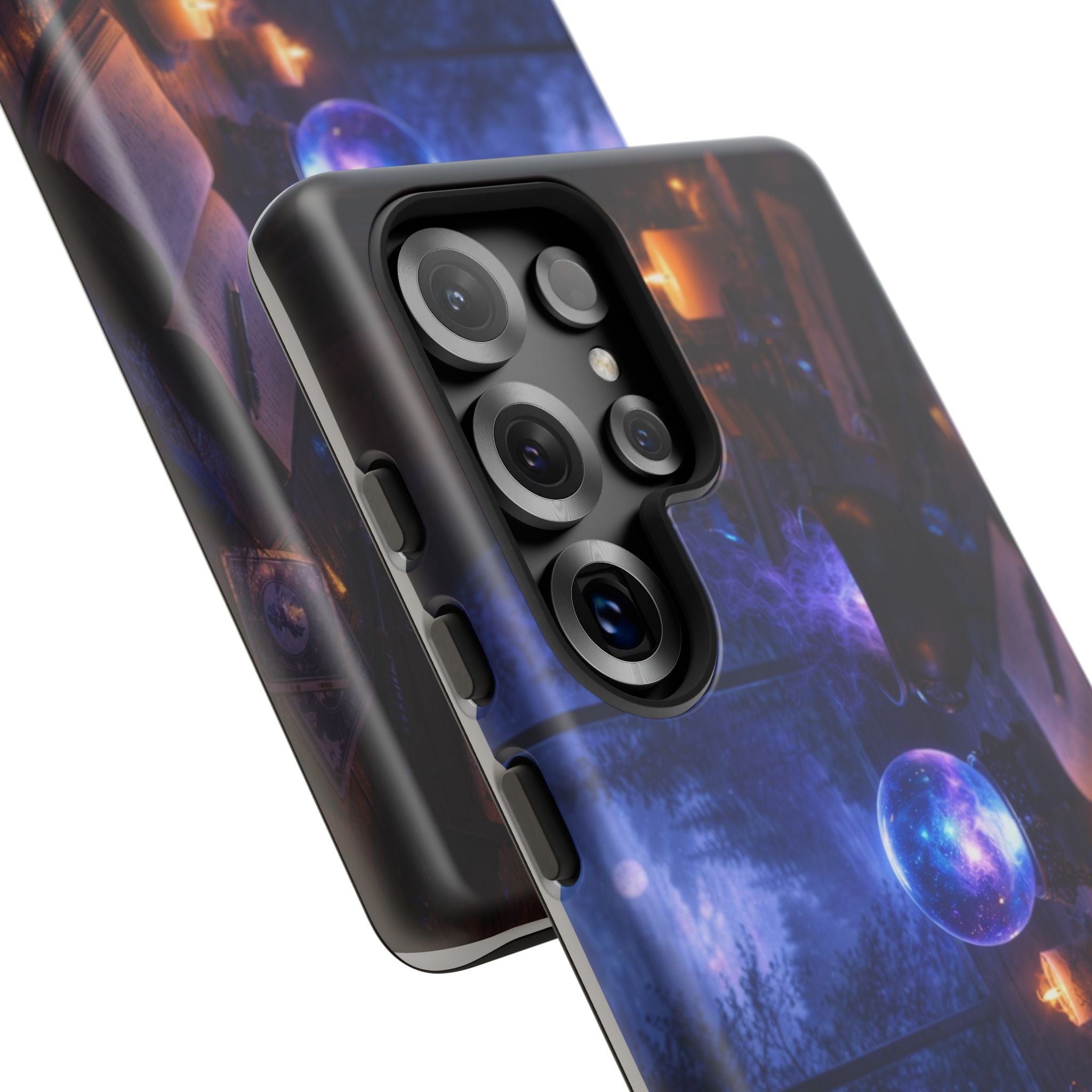 Arcane Alchemist Crystal Ball Phone Case — Midnight Candlelit Study Design