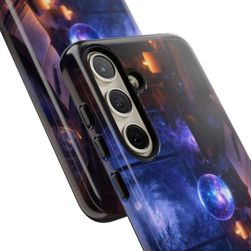 Arcane Alchemist Crystal Ball Phone Case — Midnight Candlelit Study Design