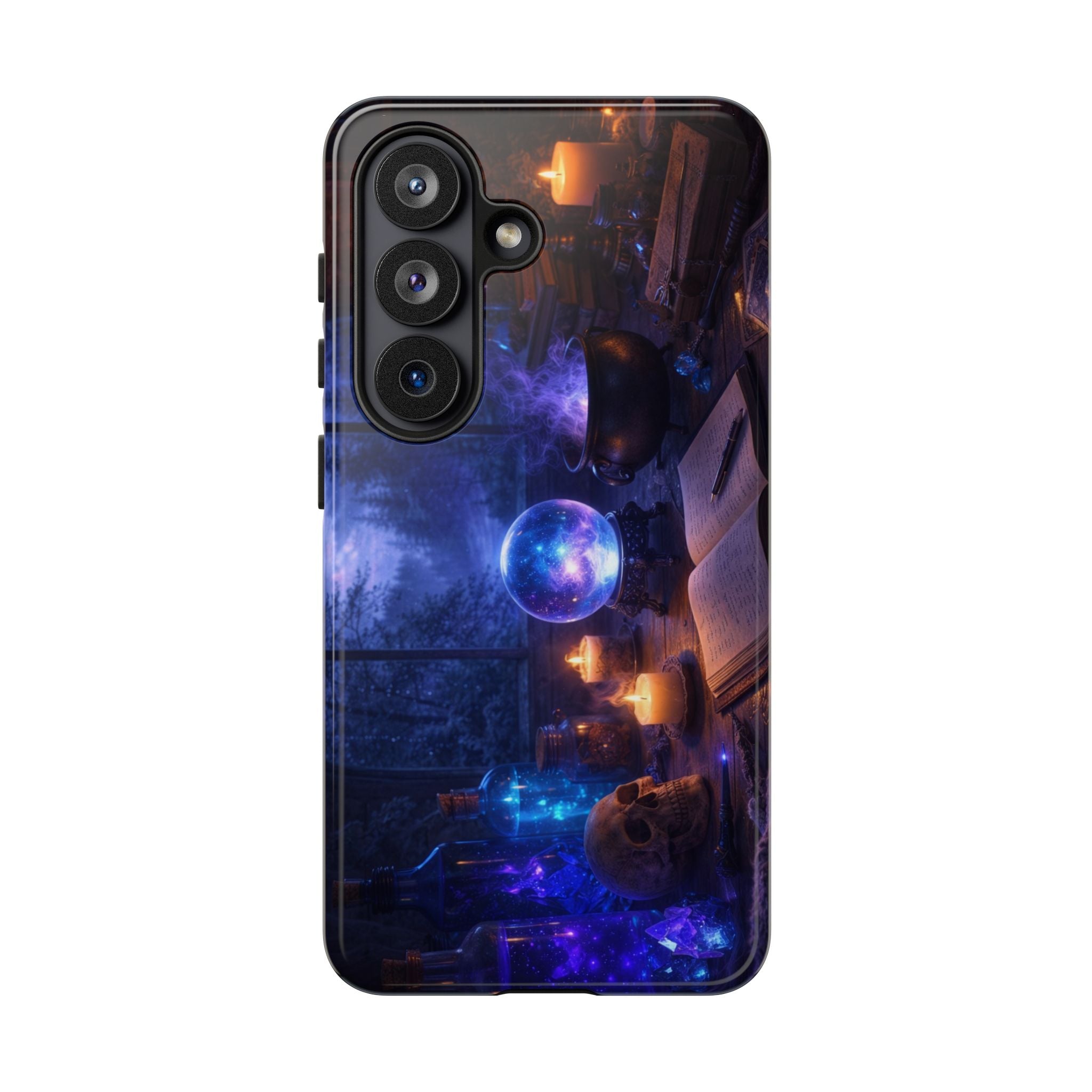 Arcane Alchemist Crystal Ball Phone Case — Midnight Candlelit Study Design