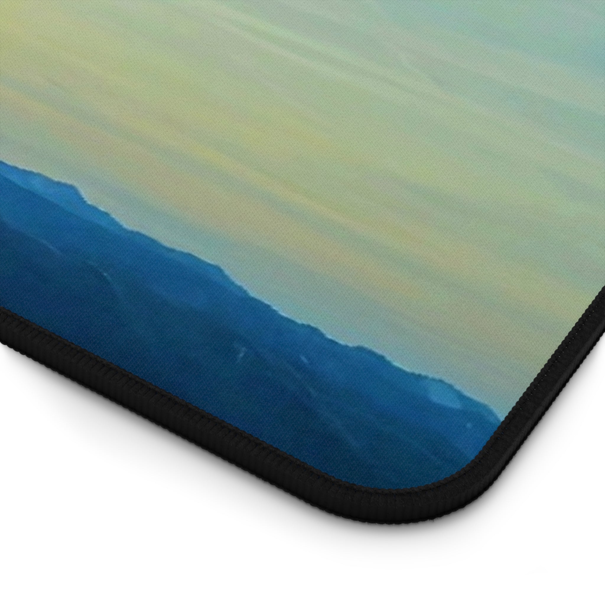Whiteface Mountain Horizon Desk Mat — Fading Blue Peaks with Orange Sunrise