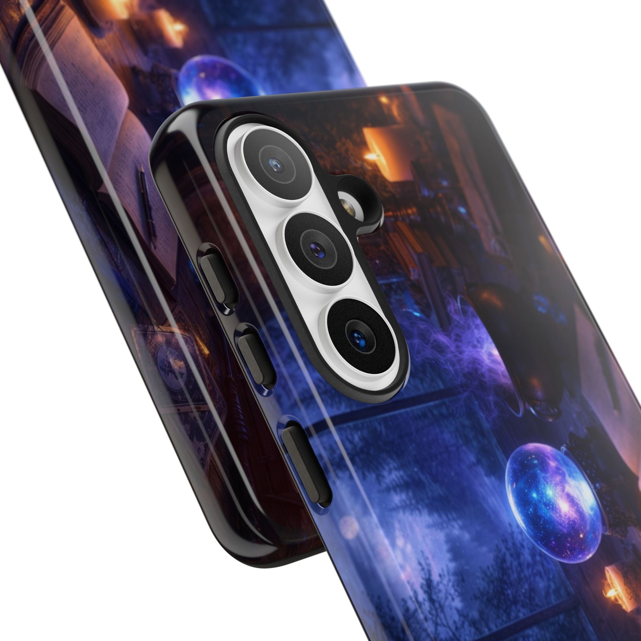 Arcane Alchemist Crystal Ball Phone Case — Midnight Candlelit Study Design