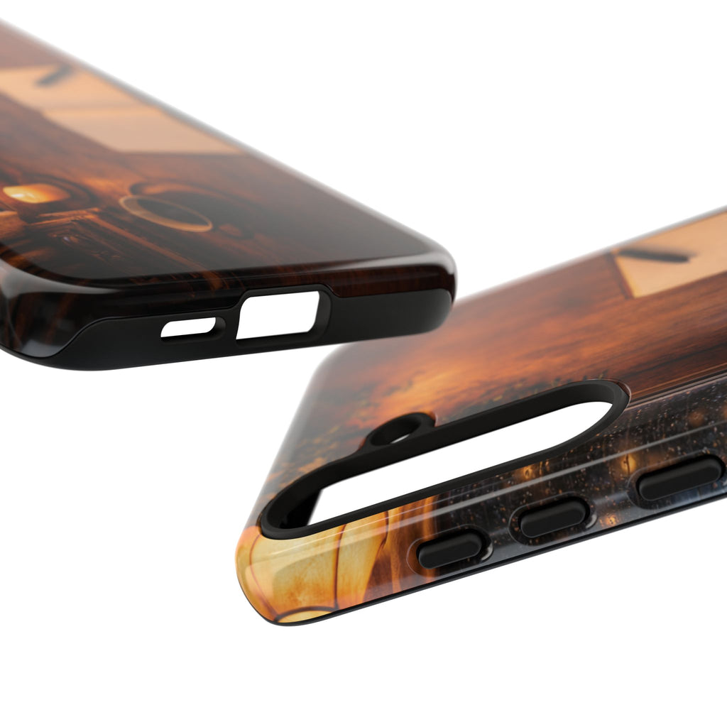 Cozy Writer’s Desk Phone Case — Cozy Notebook & Coffee Woodgrain Design