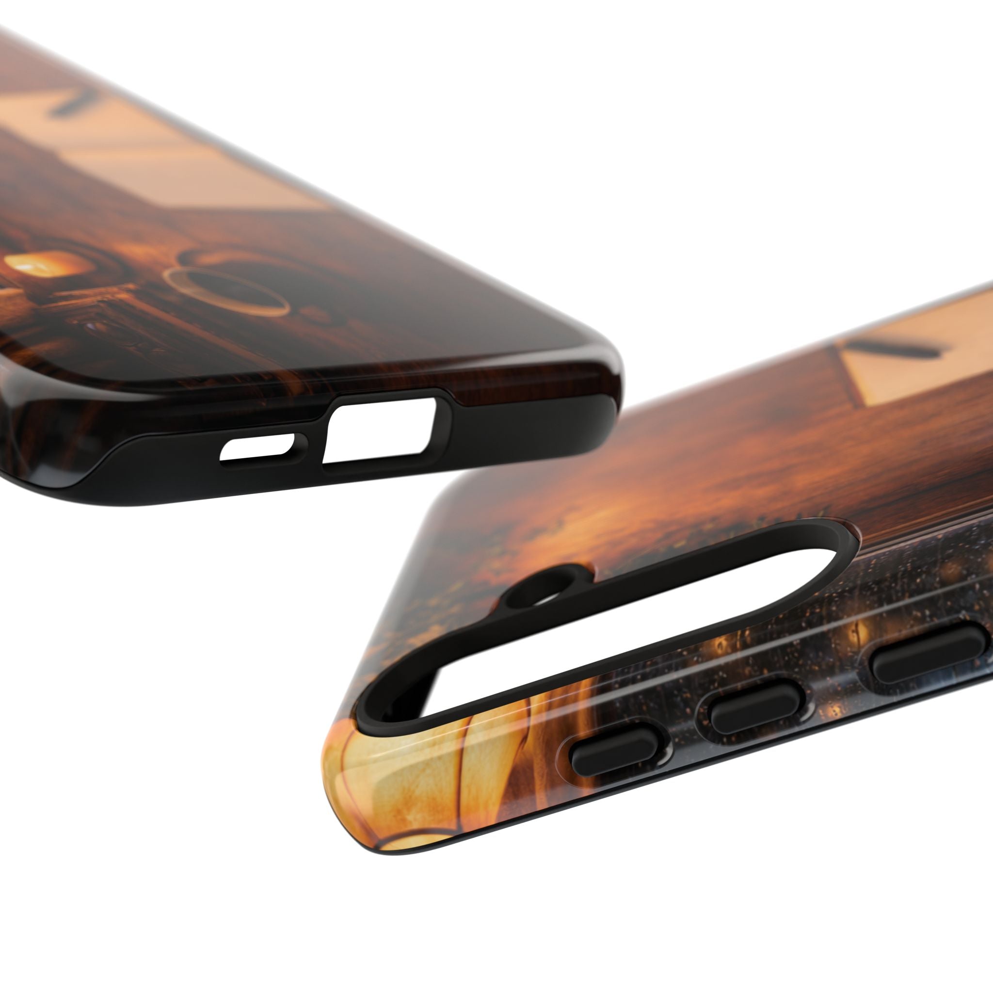 Cozy Writer’s Desk Phone Case — Cozy Notebook & Coffee Woodgrain Design