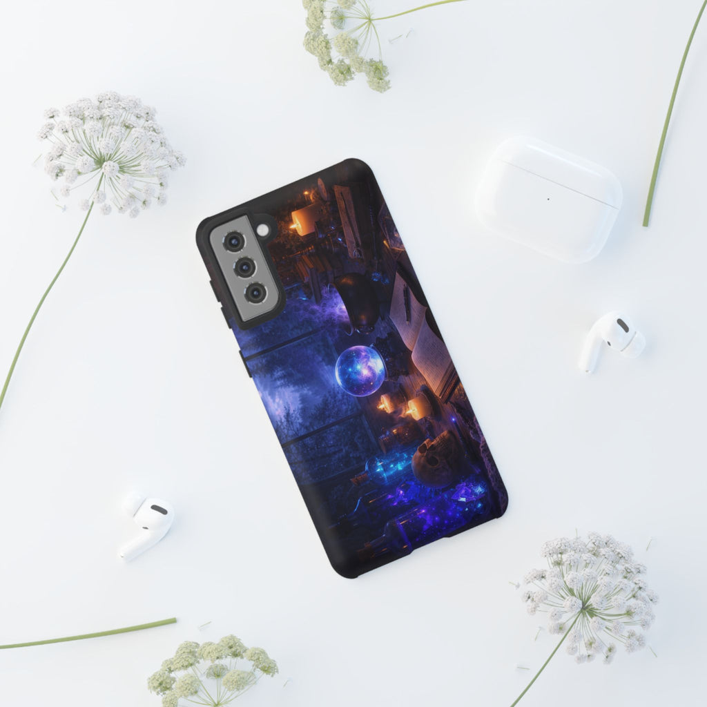 Arcane Alchemist Crystal Ball Phone Case — Midnight Candlelit Study Design