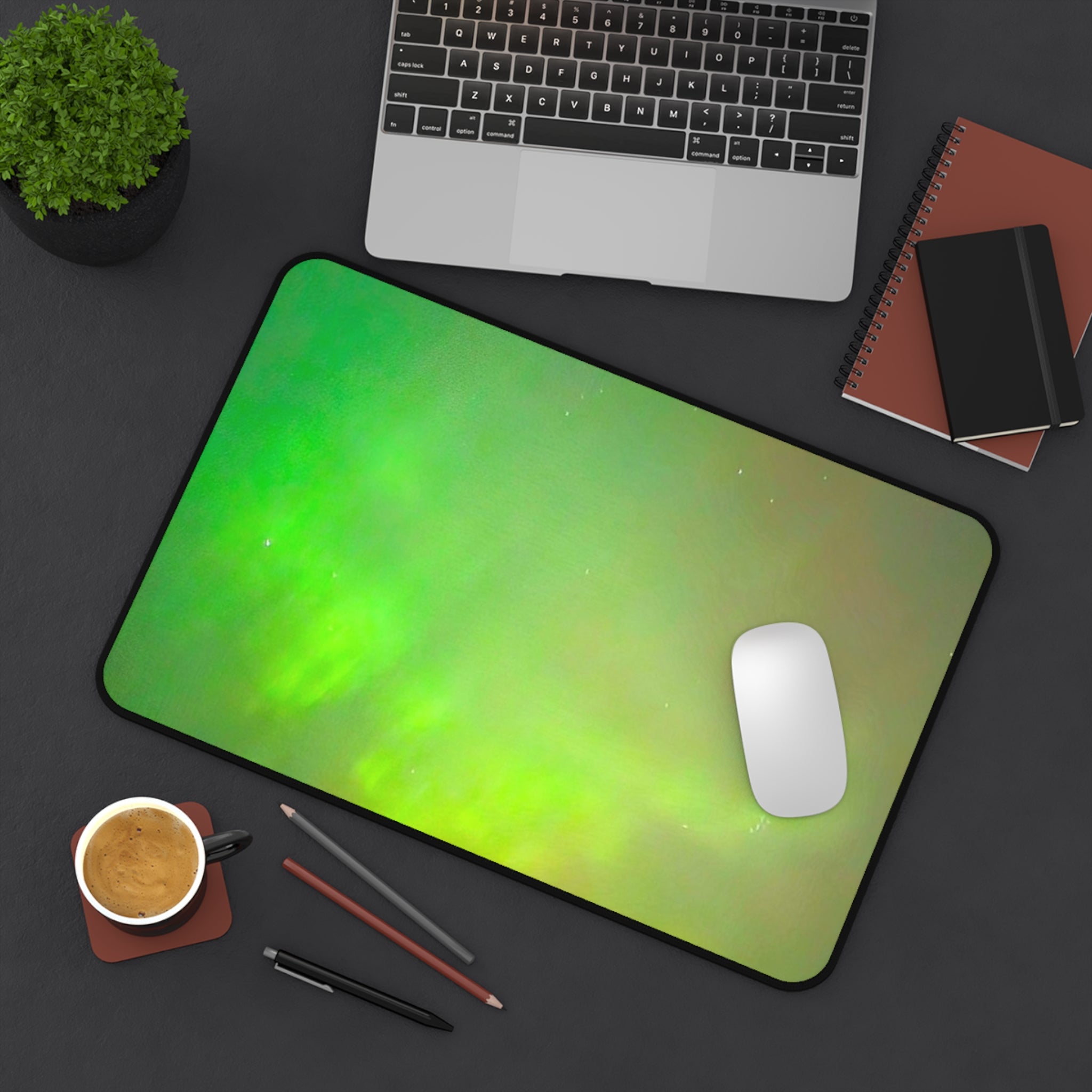 Aurora Green Desk Mat — Northern Lights Gaming & Office Mouse Pad