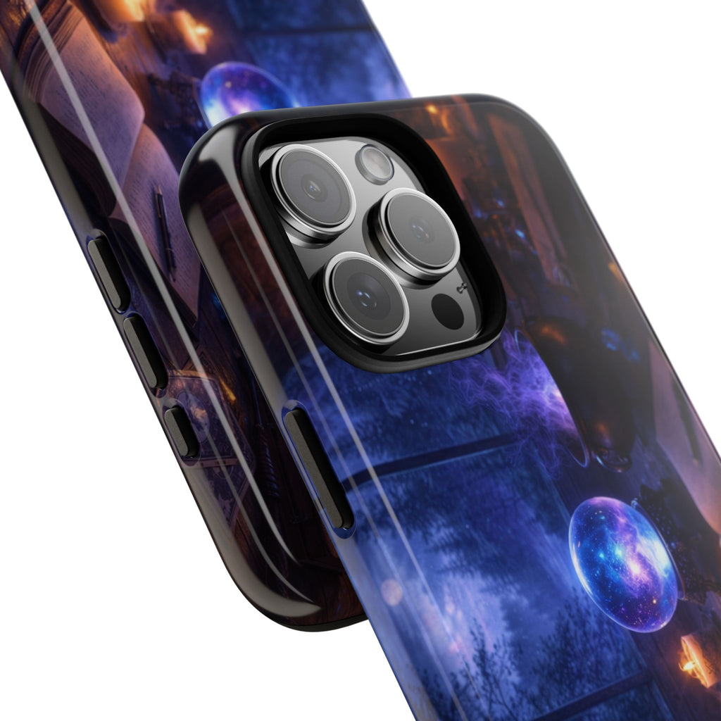 Arcane Alchemist Crystal Ball Phone Case — Midnight Candlelit Study Design