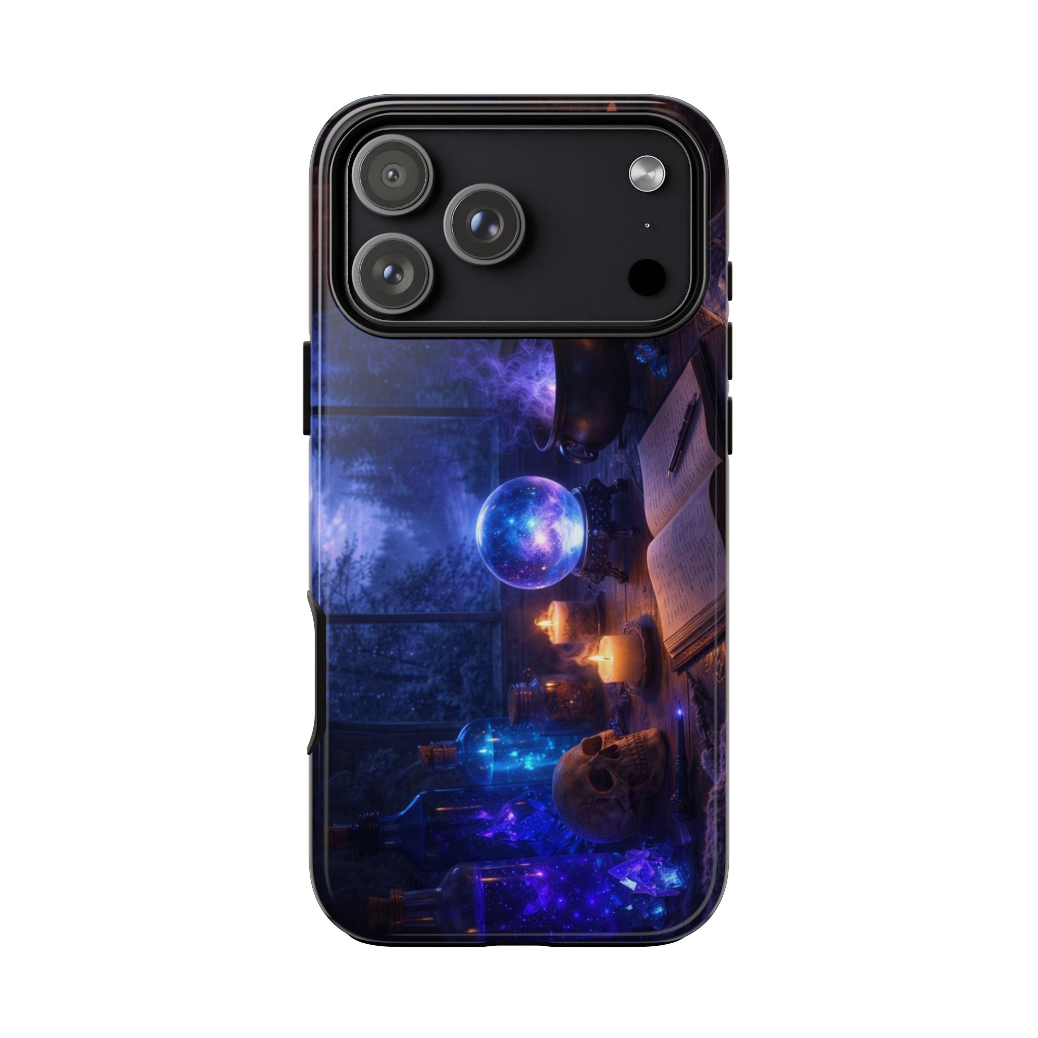 Arcane Alchemist Crystal Ball Phone Case — Midnight Candlelit Study Design