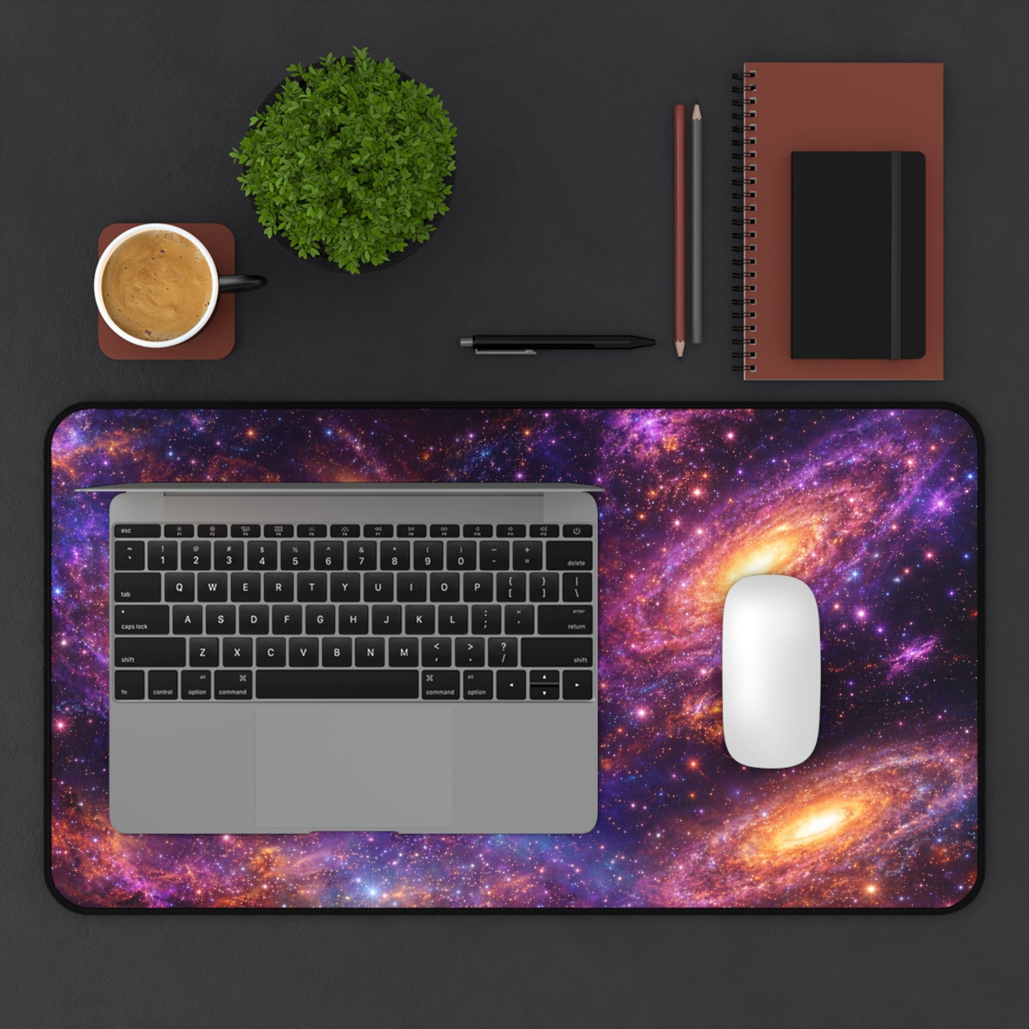 Galaxy Spiral Desk Mat — Colorful Space Setup Mouse Pad