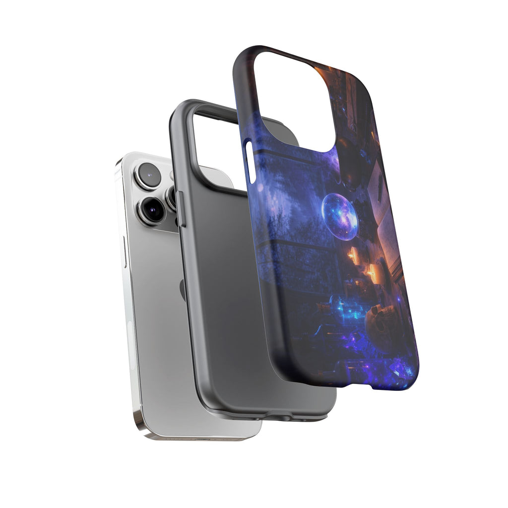 Arcane Alchemist Crystal Ball Phone Case — Midnight Candlelit Study Design