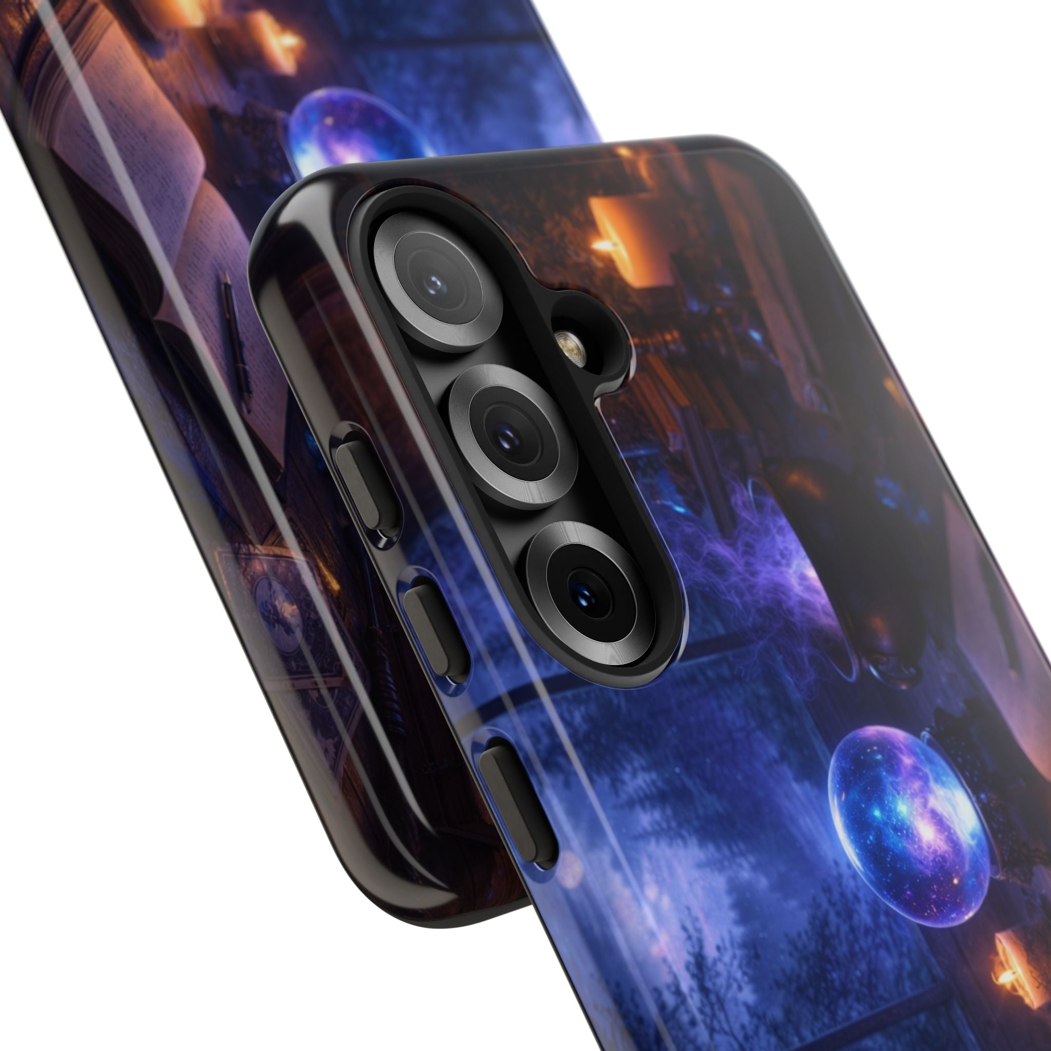 Arcane Alchemist Crystal Ball Phone Case — Midnight Candlelit Study Design