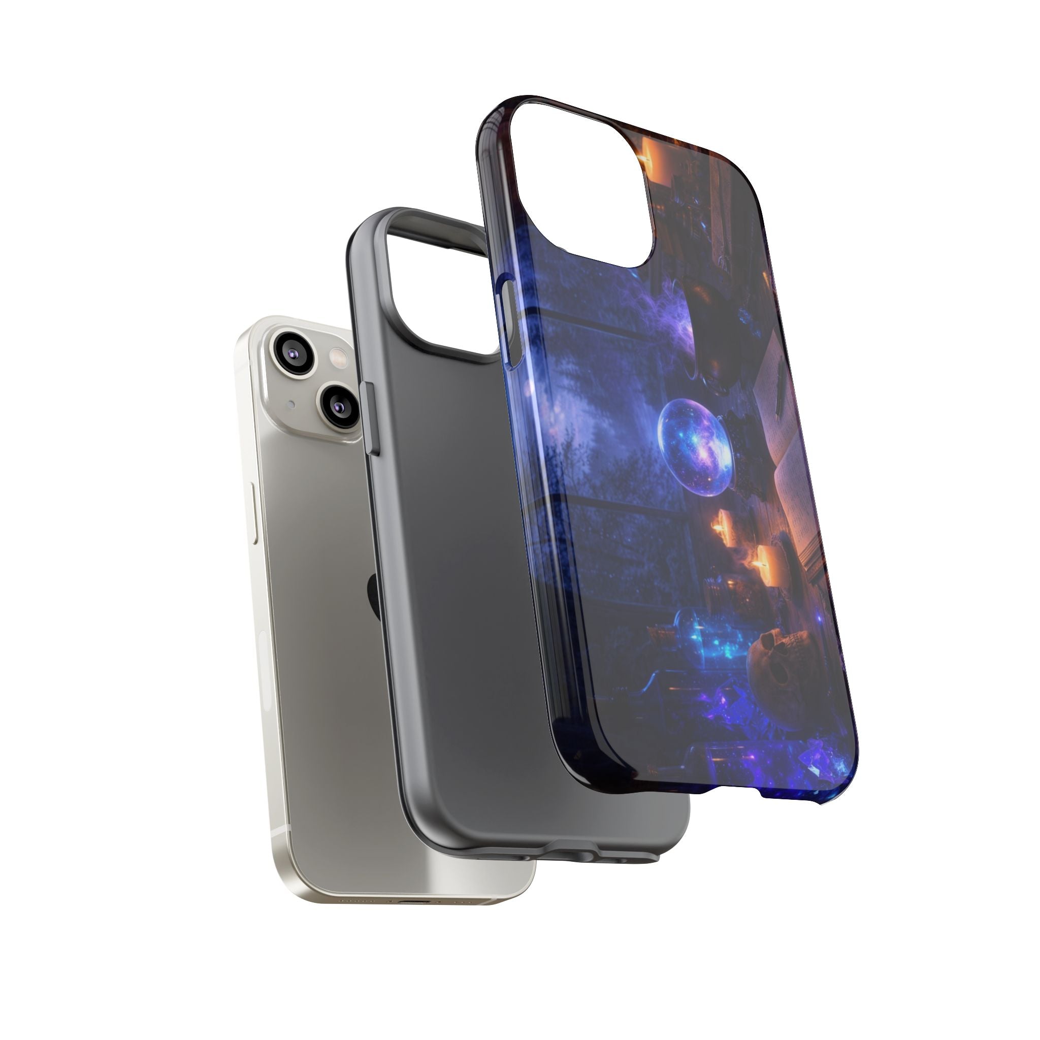 Arcane Alchemist Crystal Ball Phone Case — Midnight Candlelit Study Design