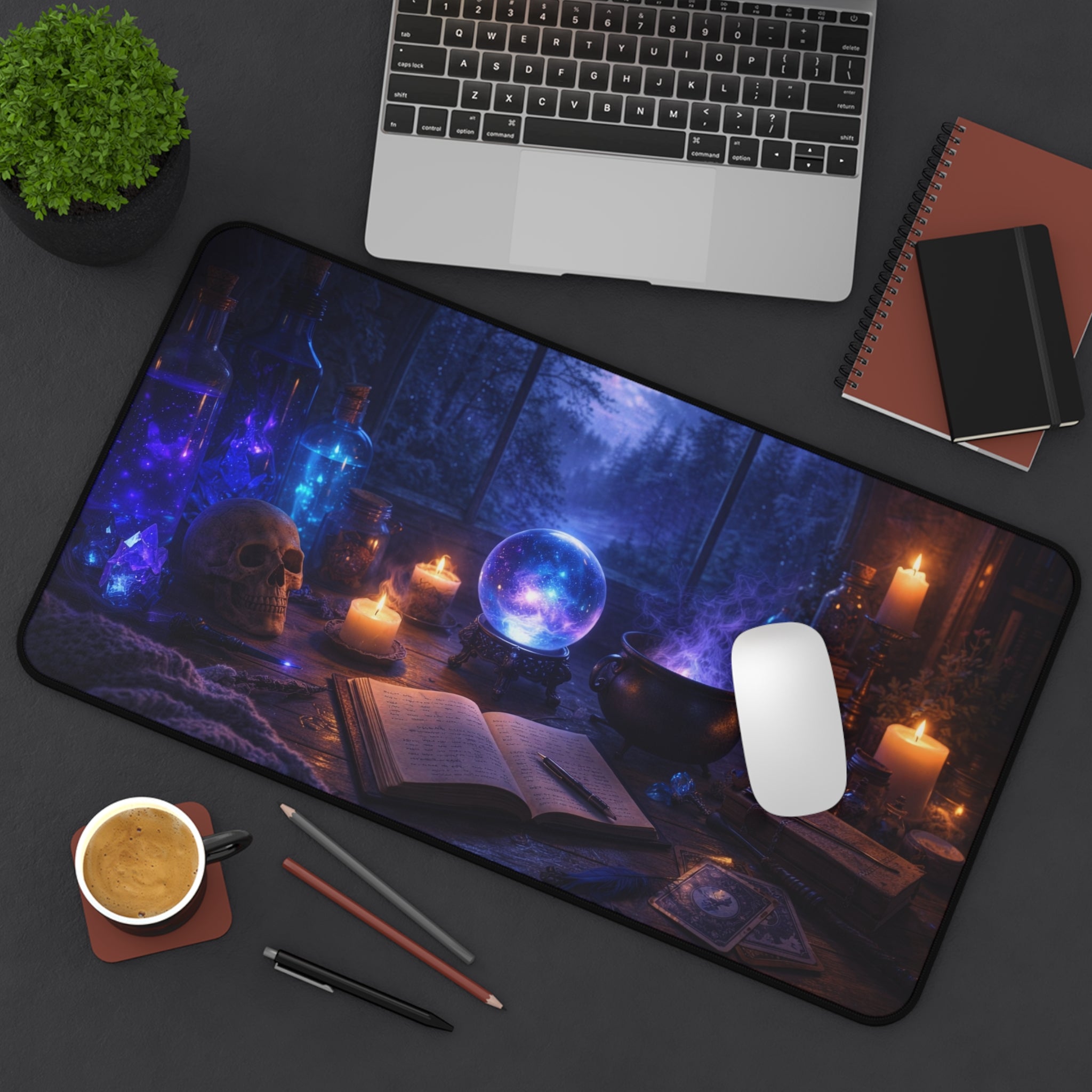 Arcane Alchemist Desk Mat – Mystic Crystal Ball Night Study