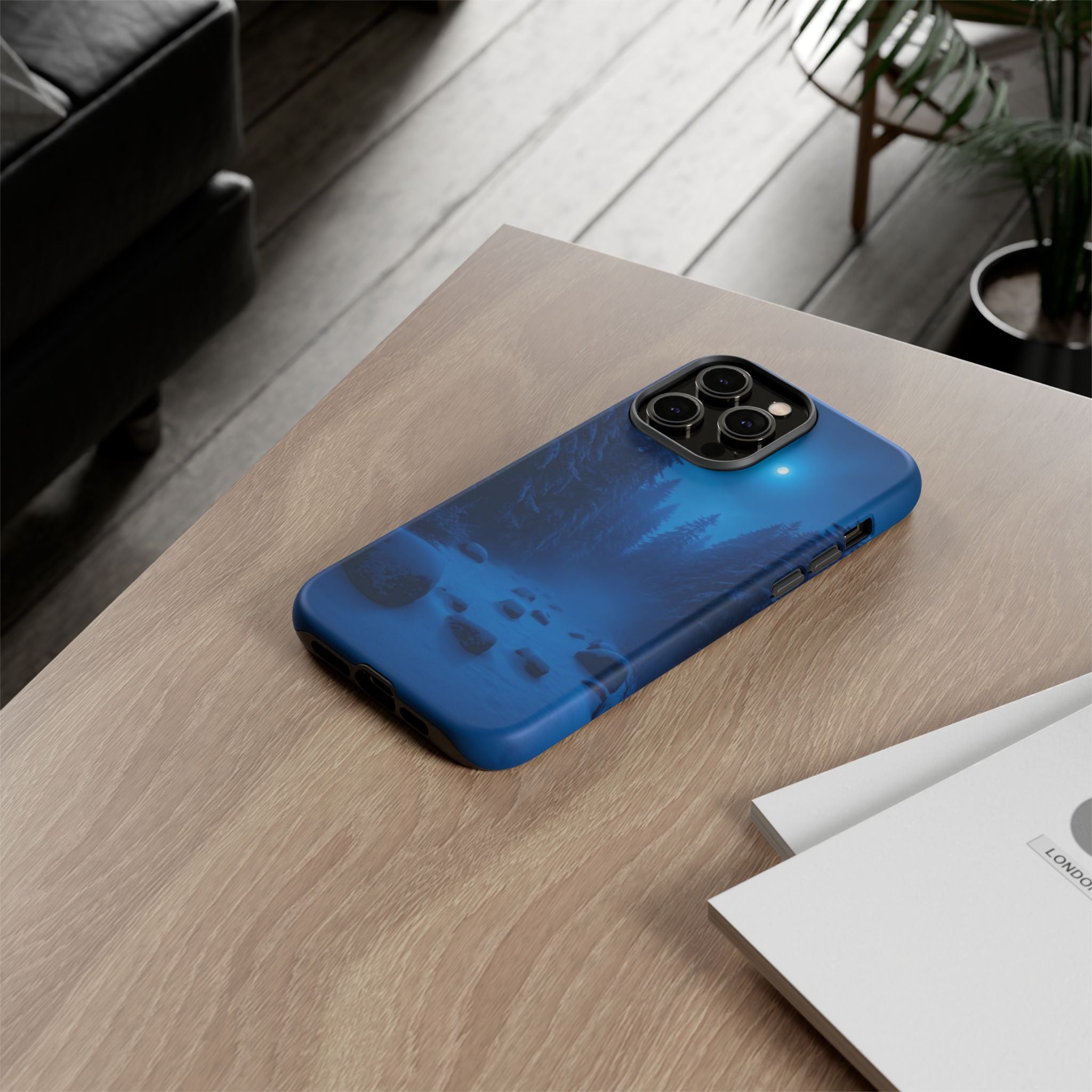Moonlit Winter Forest Phone Case — Snowy Night Nature Phone Case
