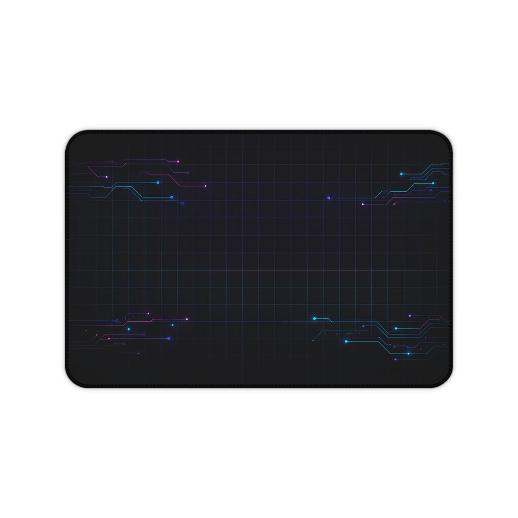 Cyberpunk Neon Circuit Desk Mat — Futuristic Gamer & Programmer Mouse Pad