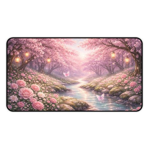 Cherry Blossom Desk Mat – Aesthetic Floral Mouse Pad, Pink Nature Desk Pad for Gaming & Office Setup