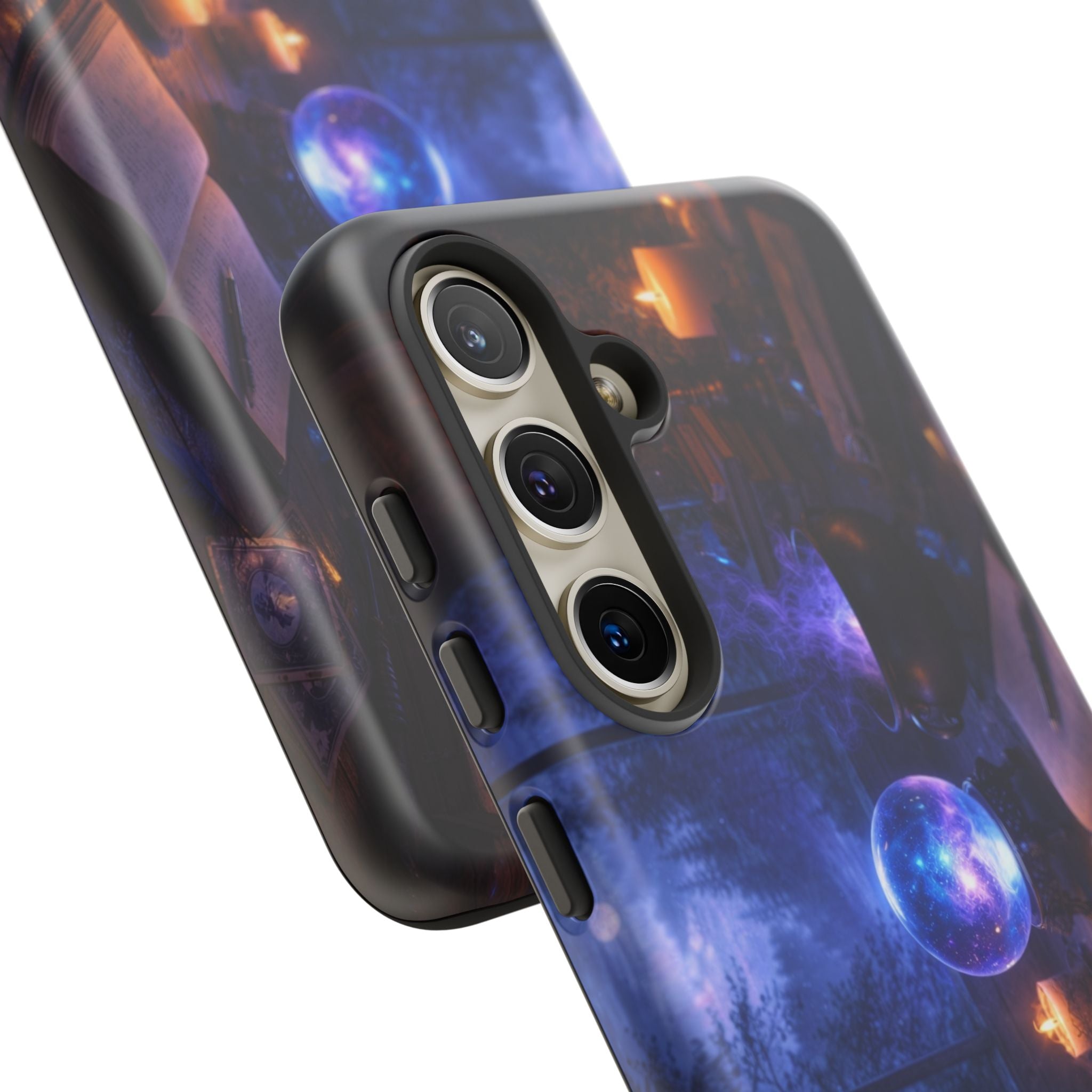 Arcane Alchemist Crystal Ball Phone Case — Midnight Candlelit Study Design
