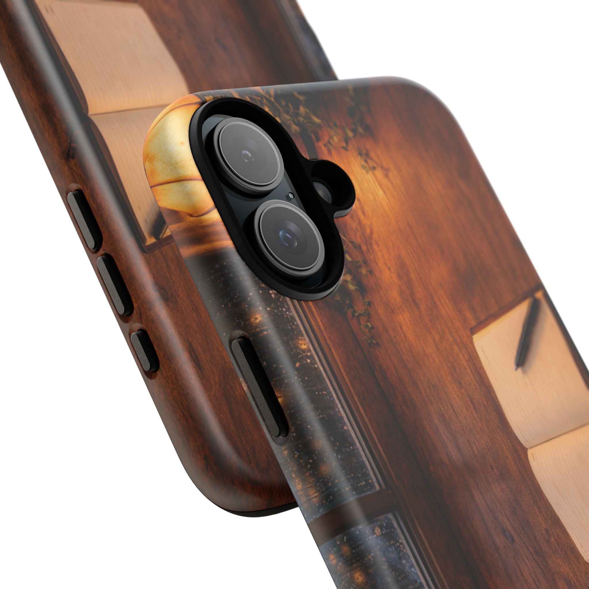 Cozy Writer’s Desk Phone Case — Cozy Notebook & Coffee Woodgrain Design