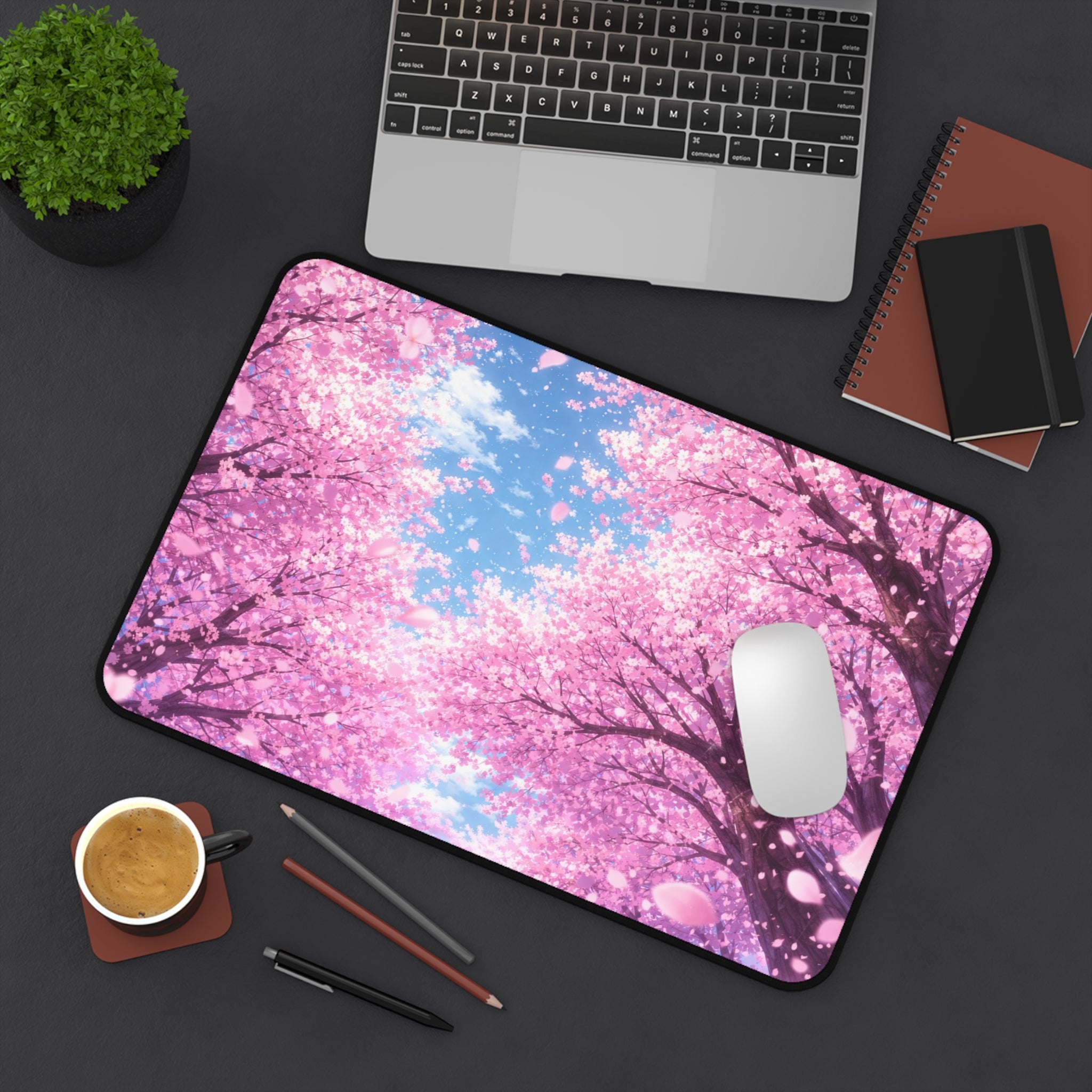 Cherry Blossom Anime Desk Mat — Pink Sakura Tree Gaming/Work Desk Pad