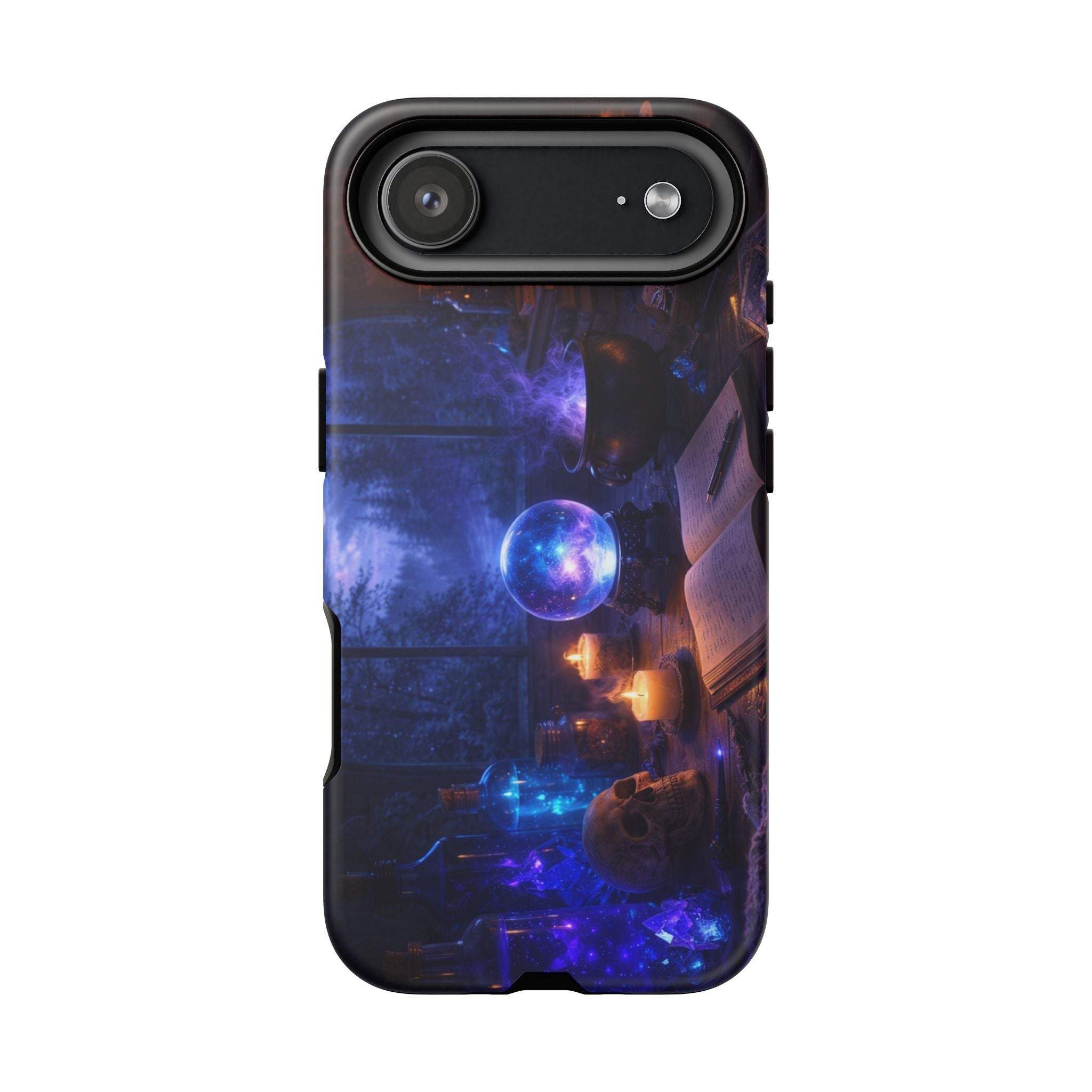 Arcane Alchemist Crystal Ball Phone Case — Midnight Candlelit Study Design