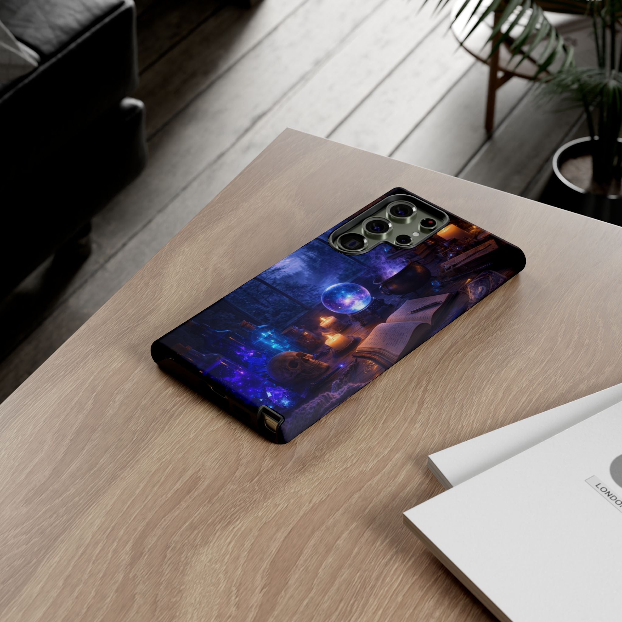 Arcane Alchemist Crystal Ball Phone Case — Midnight Candlelit Study Design