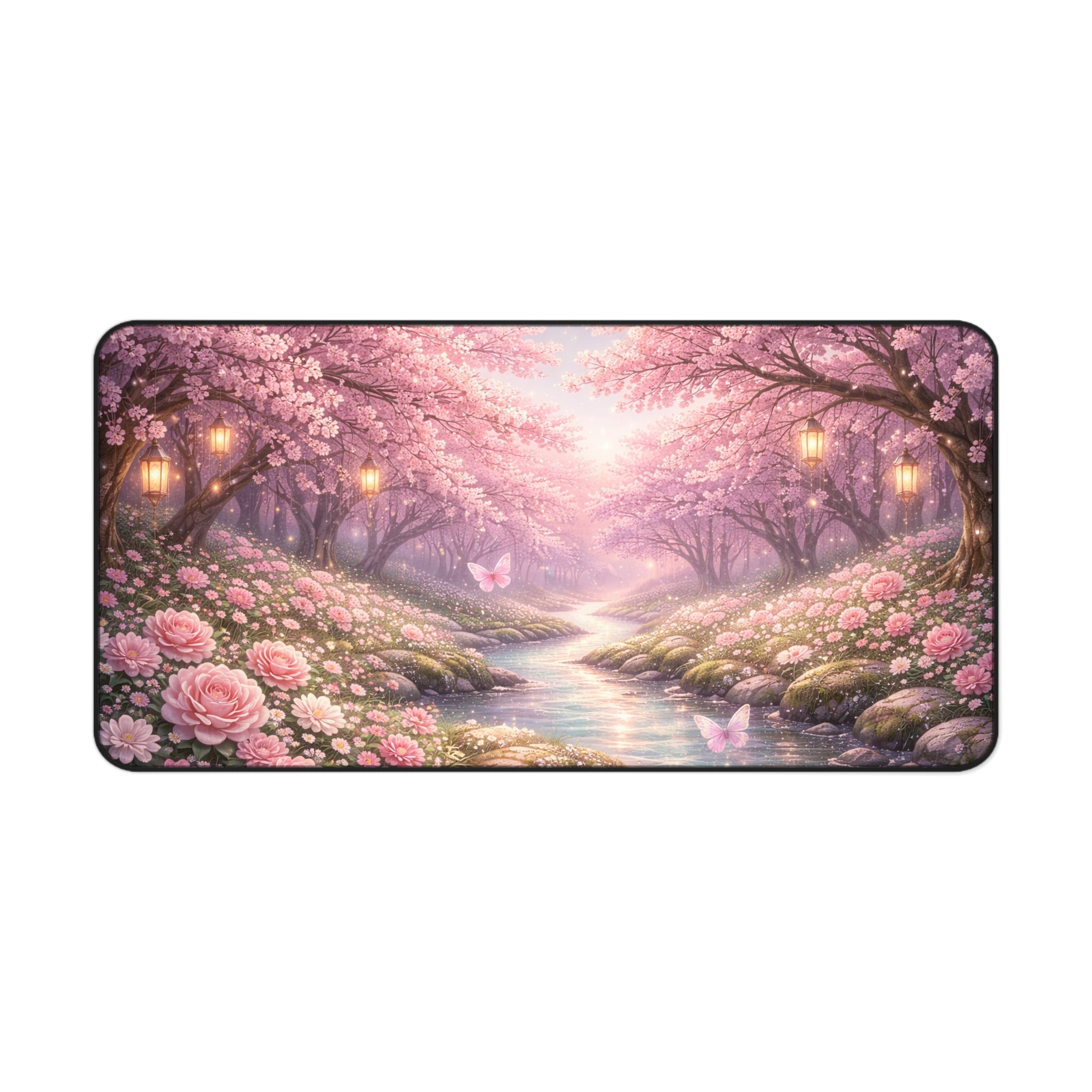 Cherry Blossom Desk Mat – Aesthetic Floral Mouse Pad, Pink Nature Desk Pad for Gaming & Office Setup