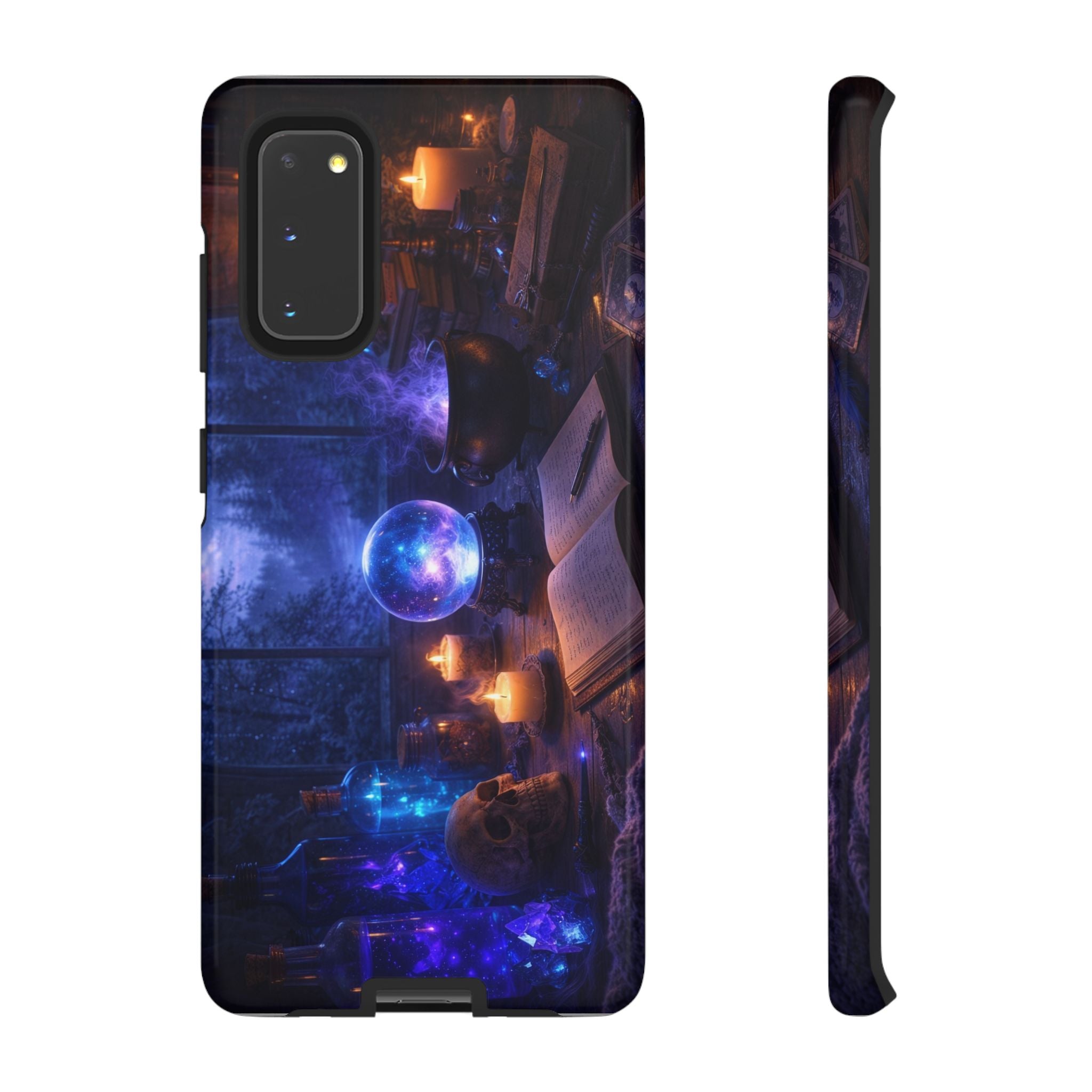 Arcane Alchemist Crystal Ball Phone Case — Midnight Candlelit Study Design