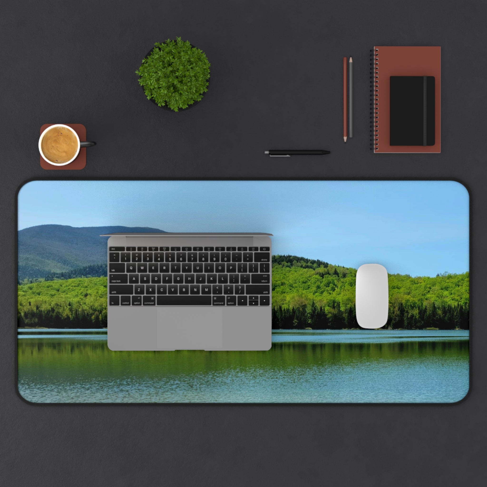 Adirondack Ampersand Mountain Desk Mat — Serene Lake & Pine Landscape