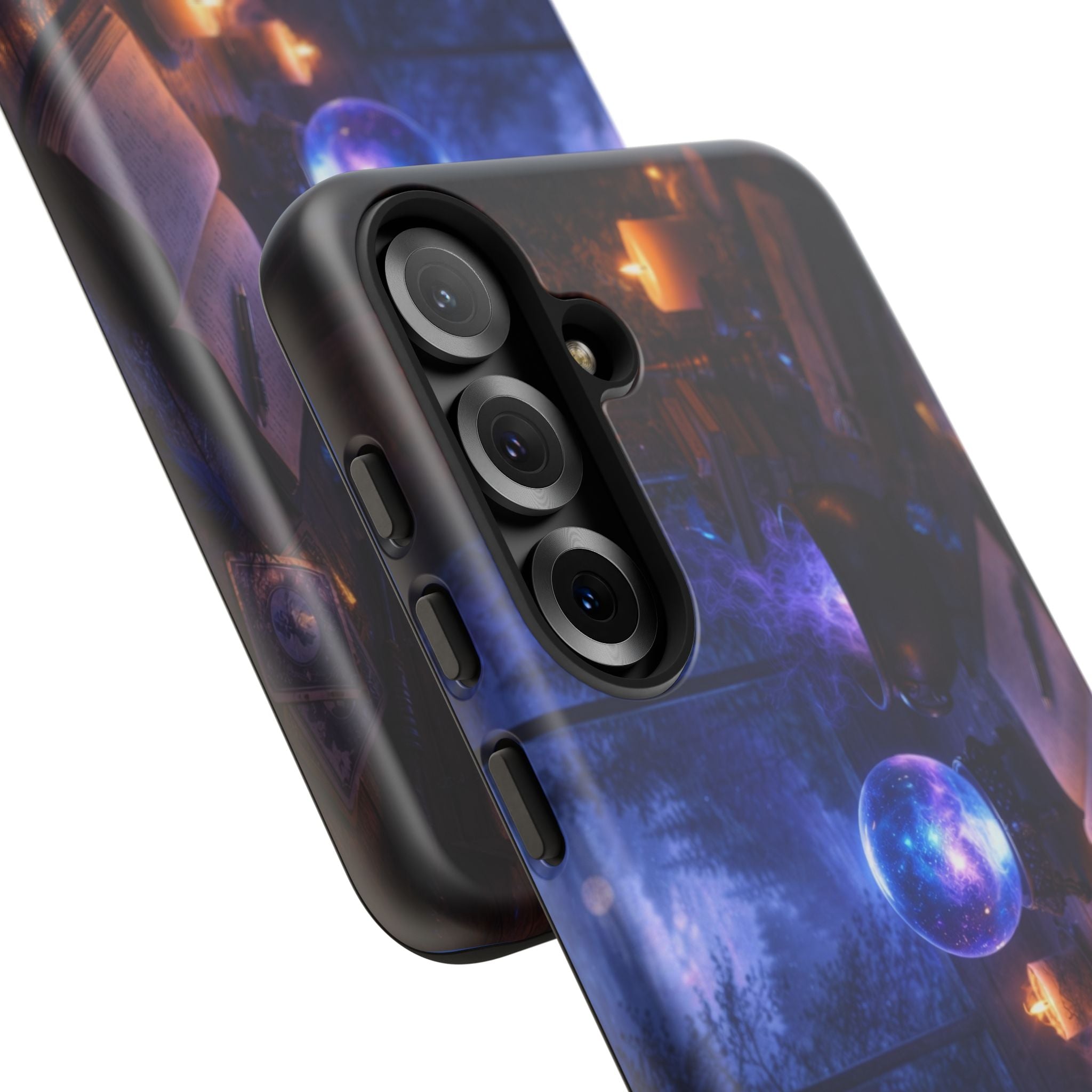 Arcane Alchemist Crystal Ball Phone Case — Midnight Candlelit Study Design