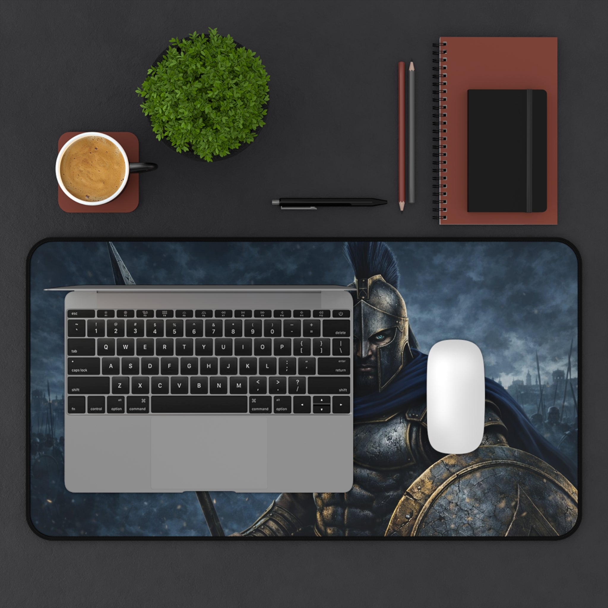 Spartan Warrior Desk Mat — Focused Workstation Mouse Pad
