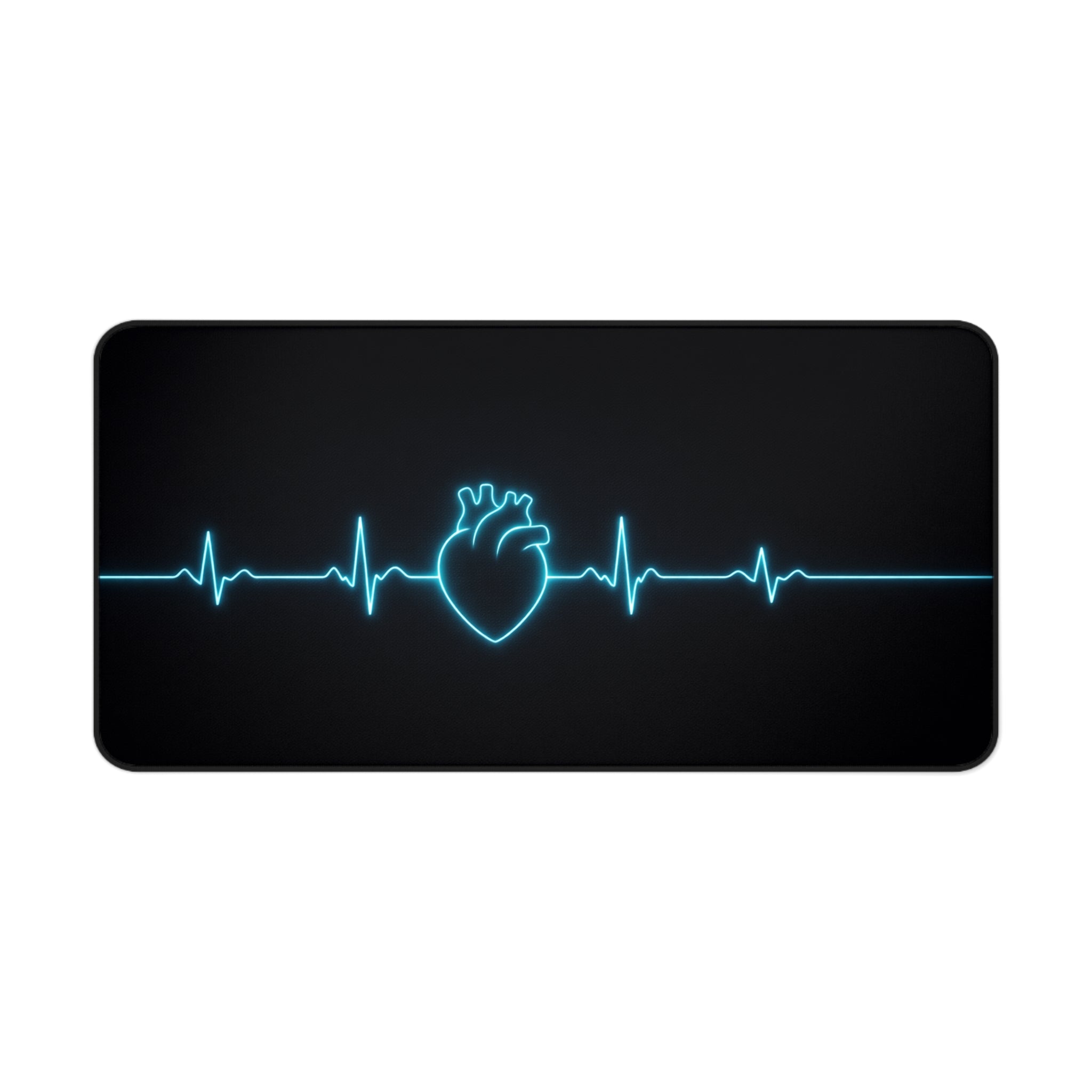 EKG Heart Glow Desk Mat — Minimal Medical-Inspired Mouse Pad
