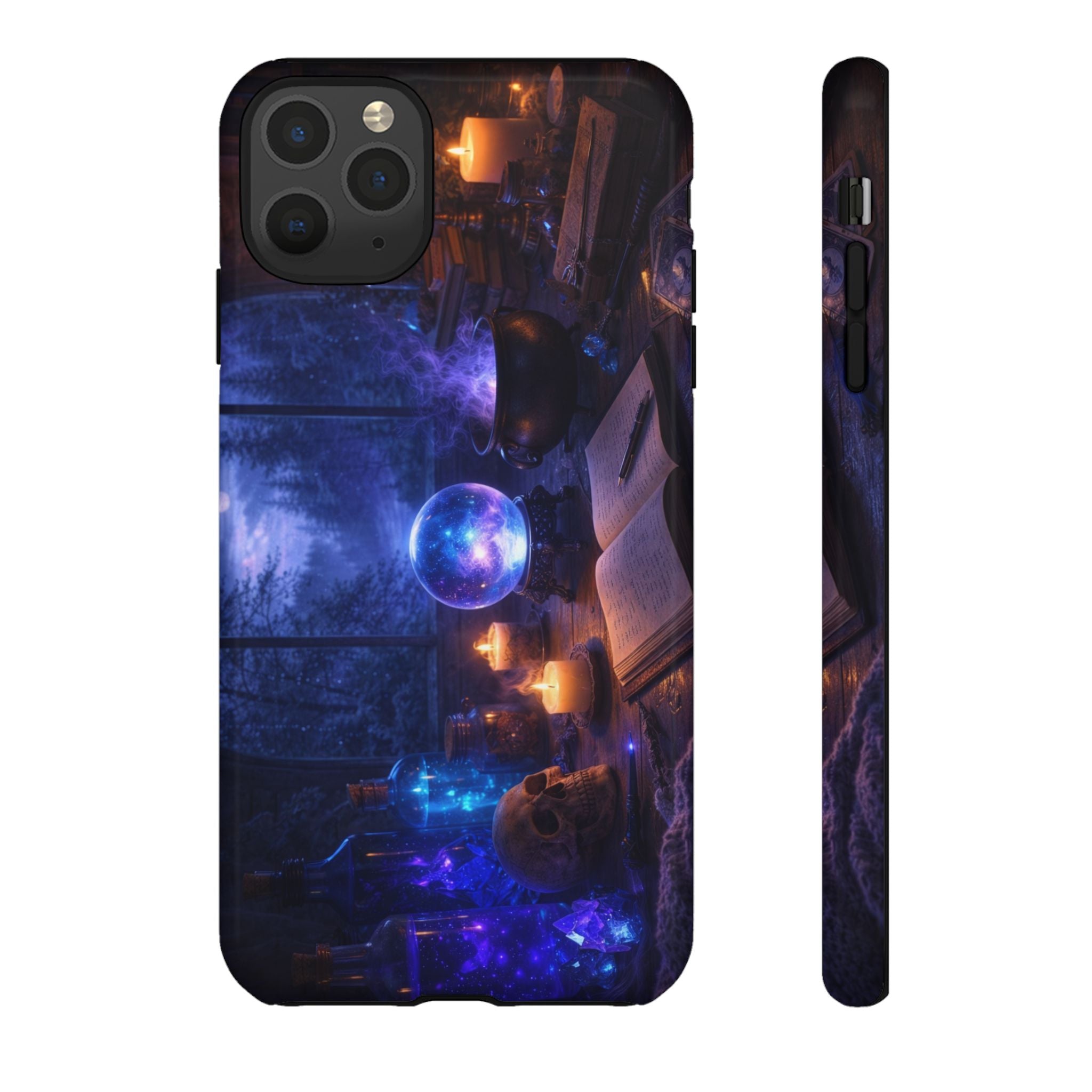 Arcane Alchemist Crystal Ball Phone Case — Midnight Candlelit Study Design