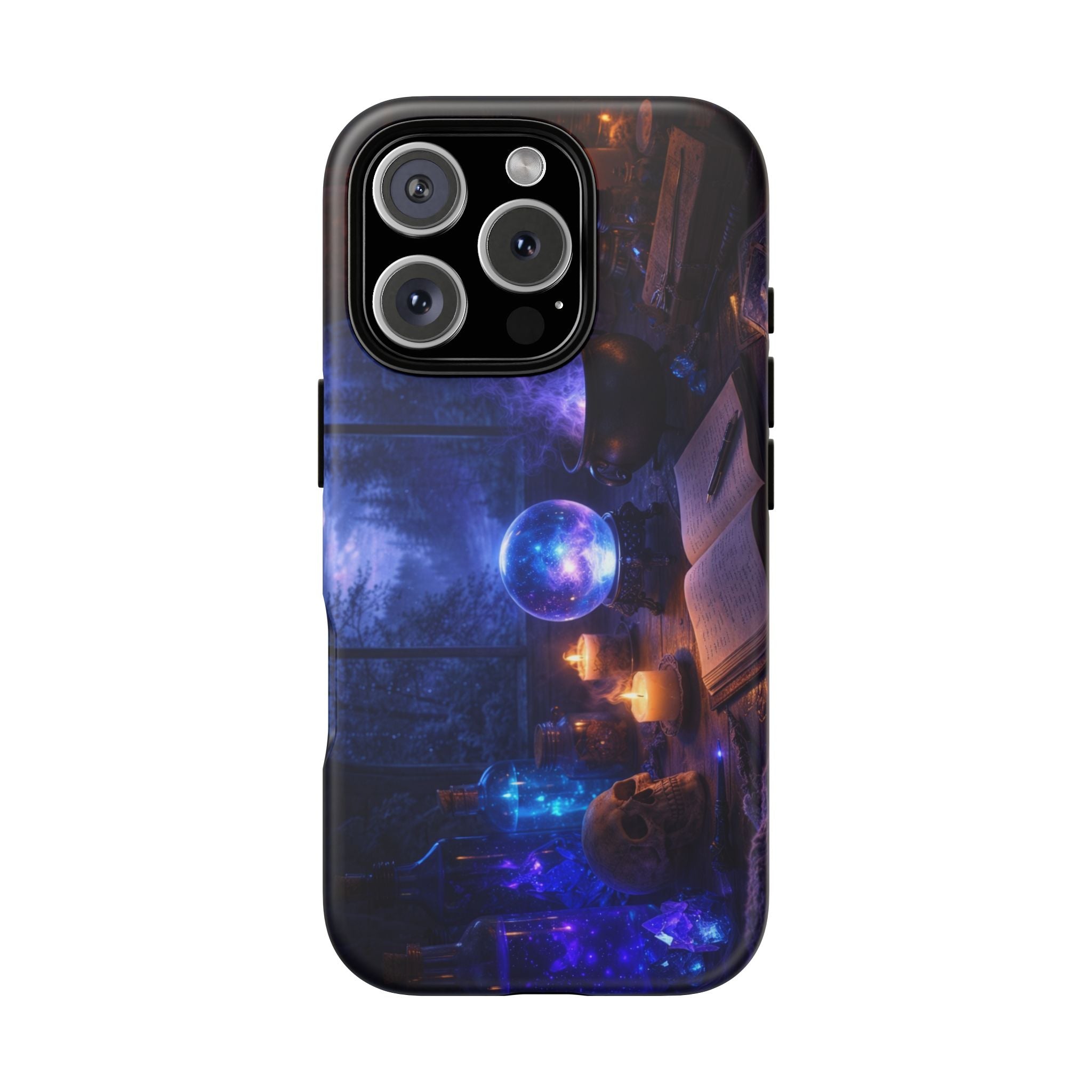 Arcane Alchemist Crystal Ball Phone Case — Midnight Candlelit Study Design
