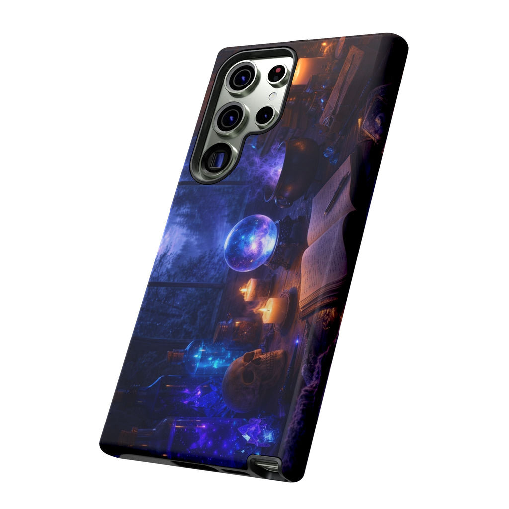 Arcane Alchemist Crystal Ball Phone Case — Midnight Candlelit Study Design