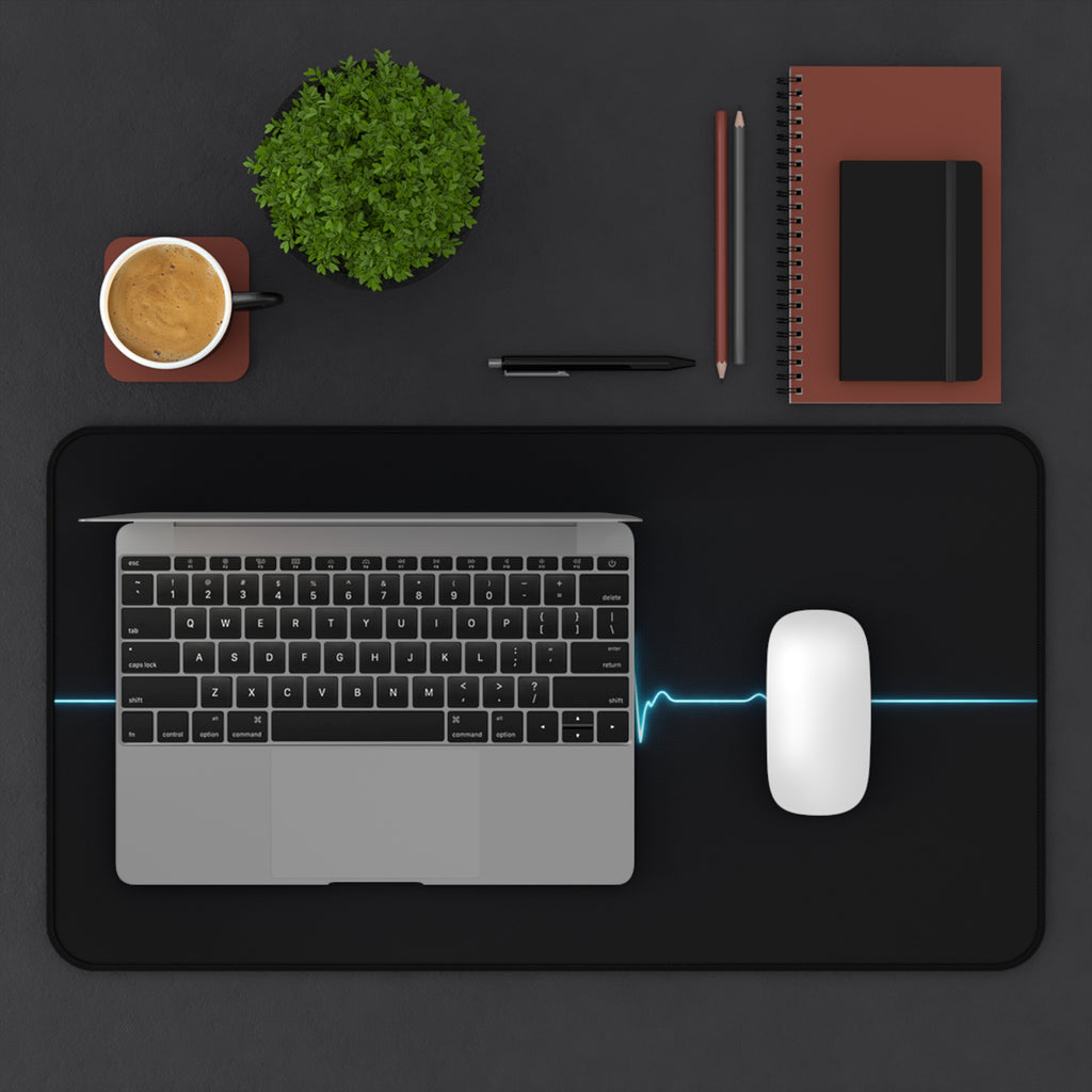 EKG Heart Glow Desk Mat — Minimal Medical-Inspired Mouse Pad