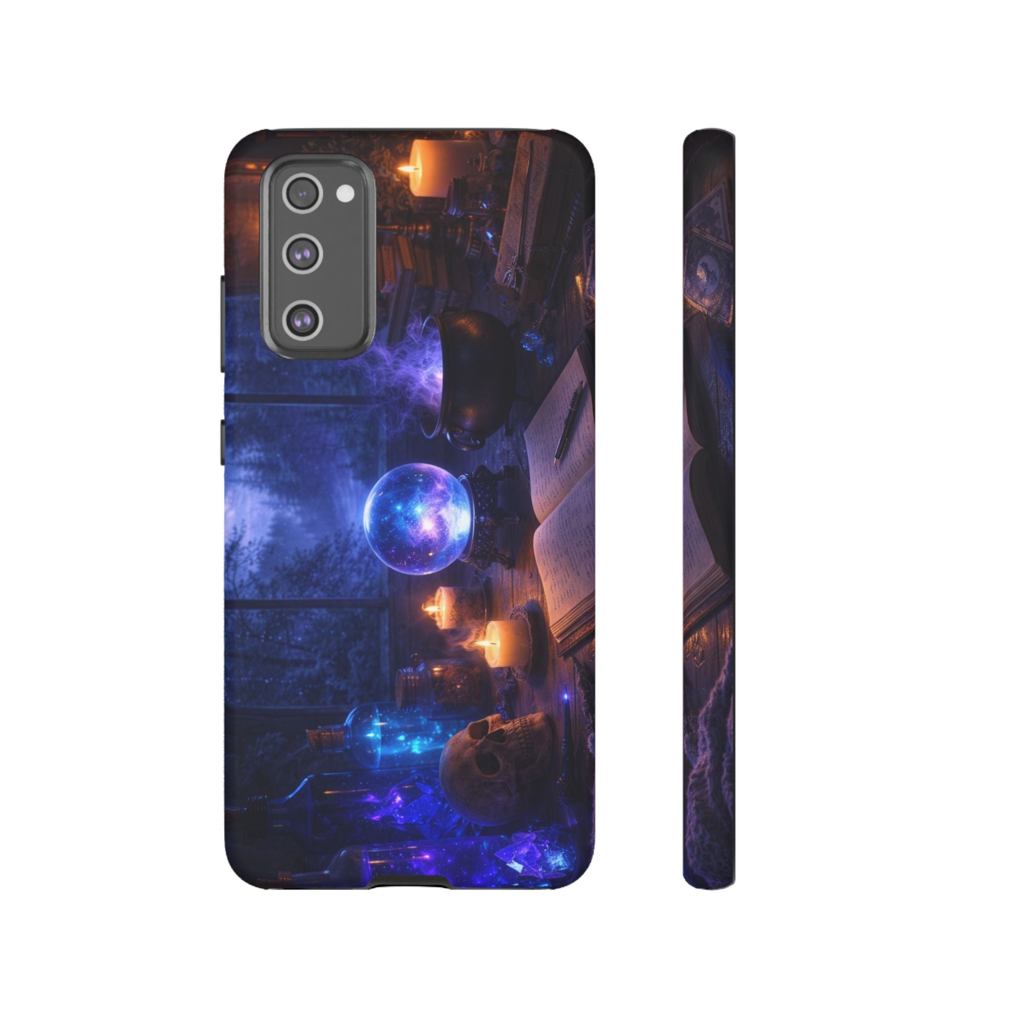 Arcane Alchemist Crystal Ball Phone Case — Midnight Candlelit Study Design