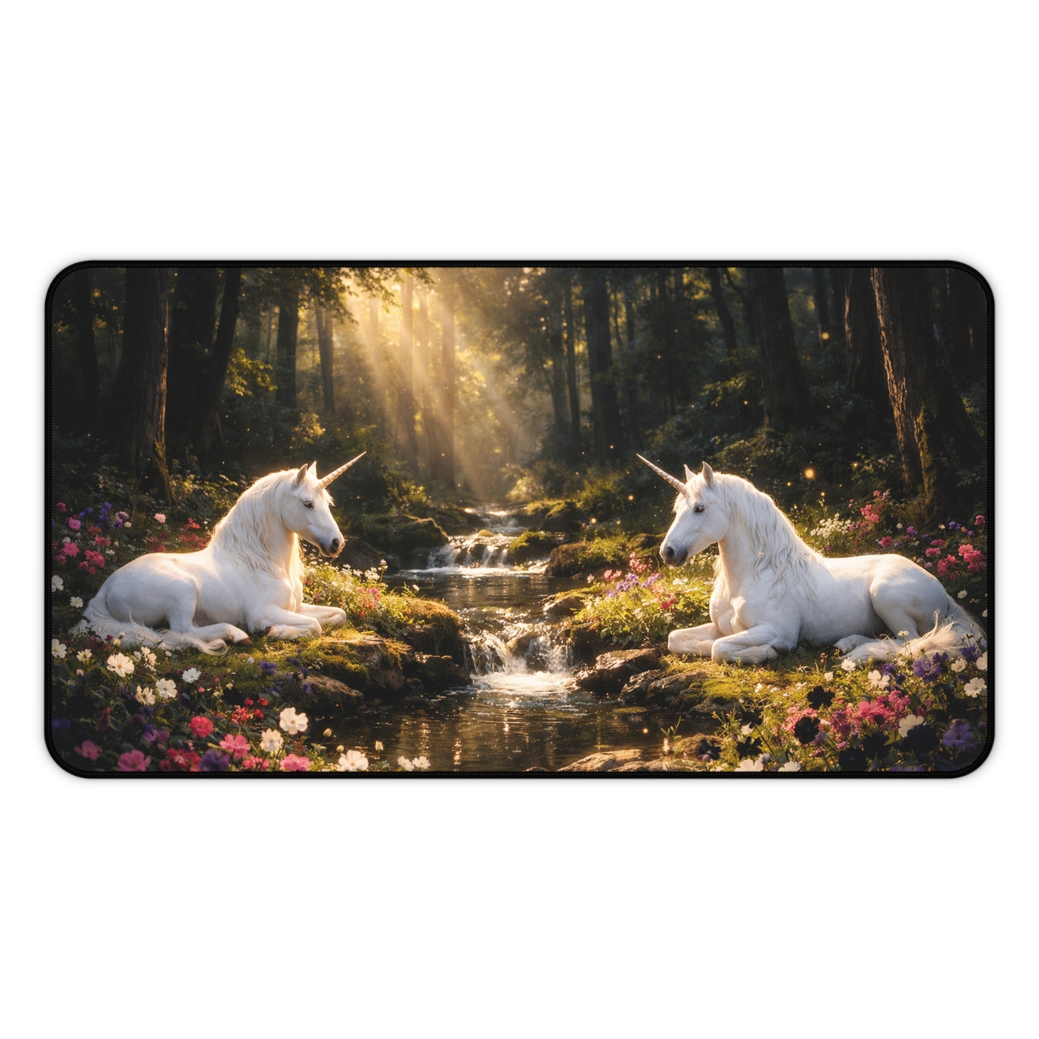 Enchanted Unicorn Forest Desk Mat — Serene Woodland Mouse Pad