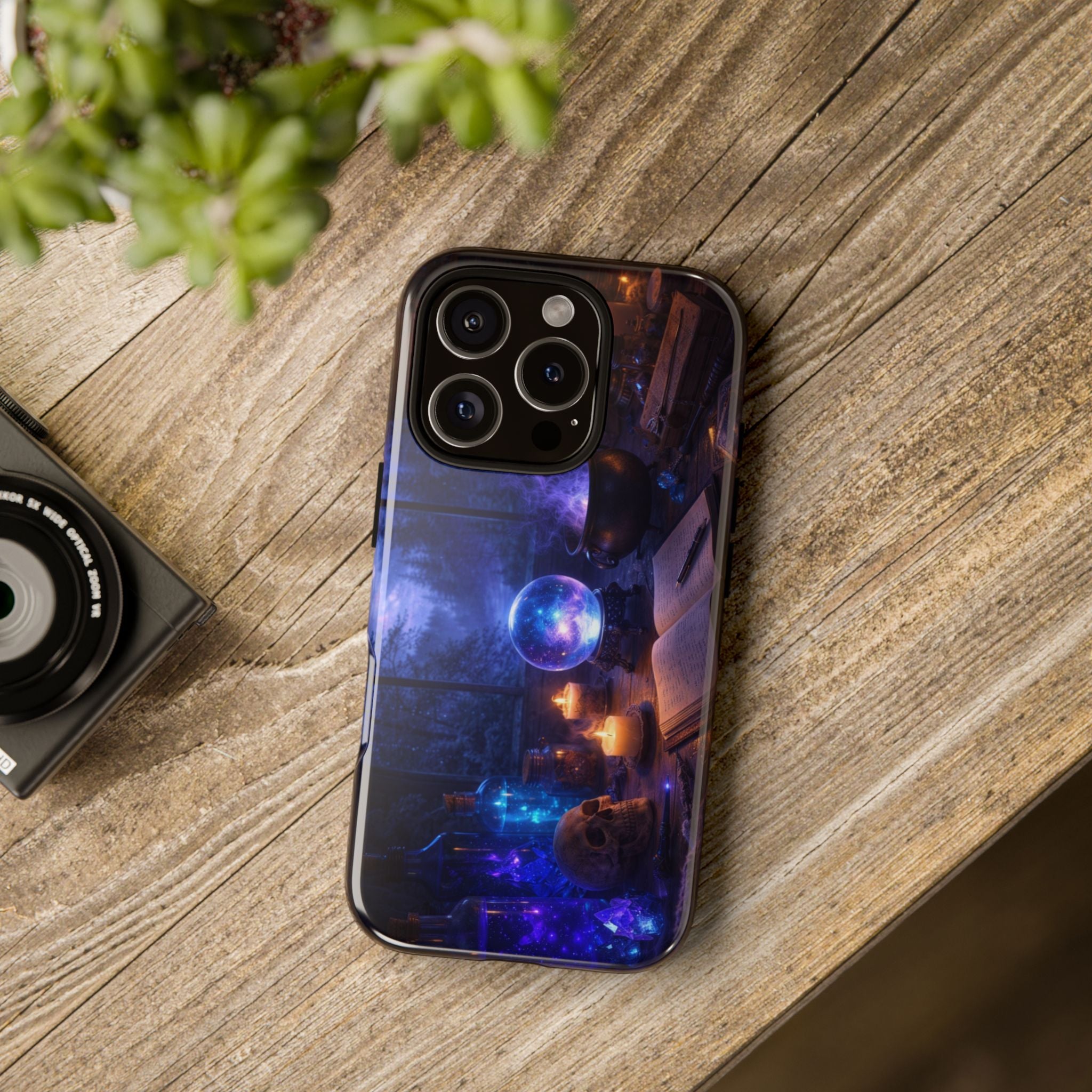 Arcane Alchemist Crystal Ball Phone Case — Midnight Candlelit Study Design