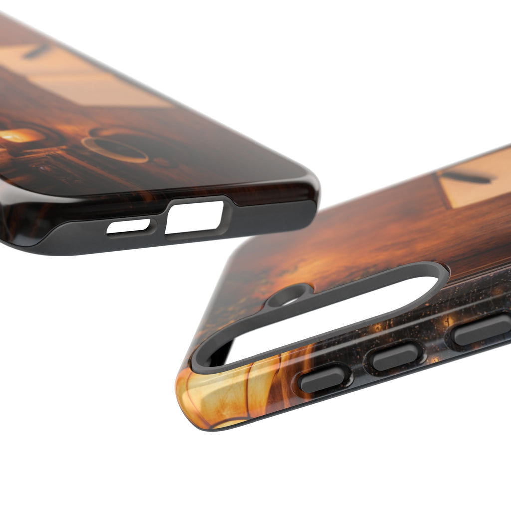 Cozy Writer’s Desk Phone Case — Cozy Notebook & Coffee Woodgrain Design