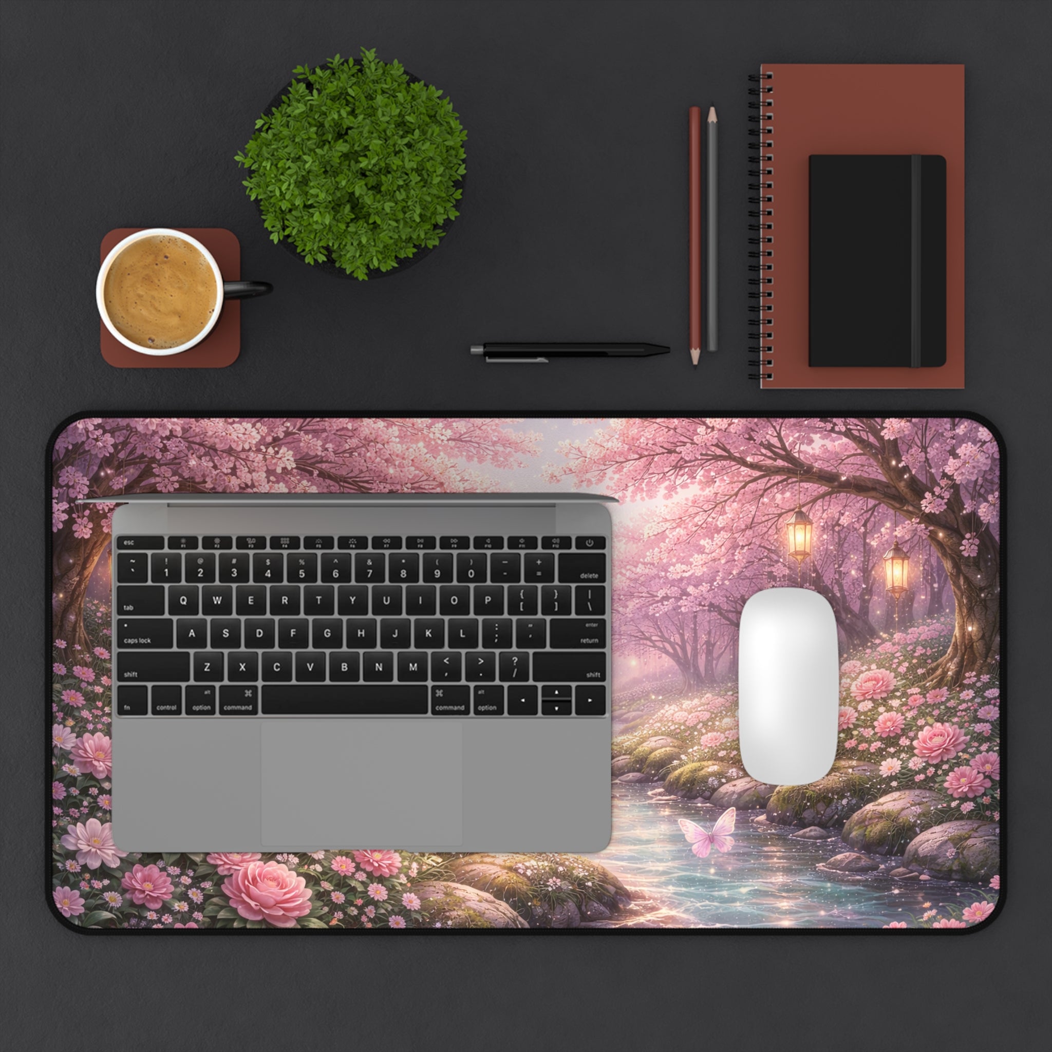 Cherry Blossom Desk Mat – Aesthetic Floral Mouse Pad, Pink Nature Desk Pad for Gaming & Office Setup