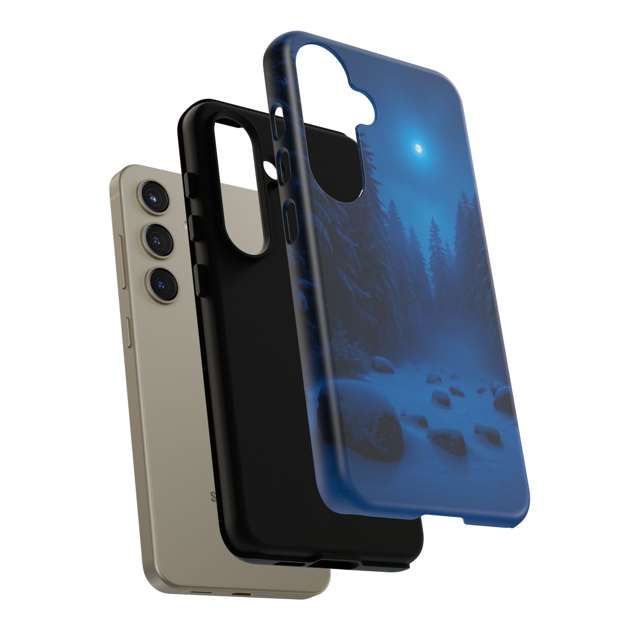Moonlit Winter Forest Phone Case — Snowy Night Nature Phone Case