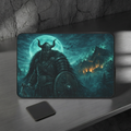 Viking Sentry Desk Mat — Dark Fantasy Moonlit Battle Station