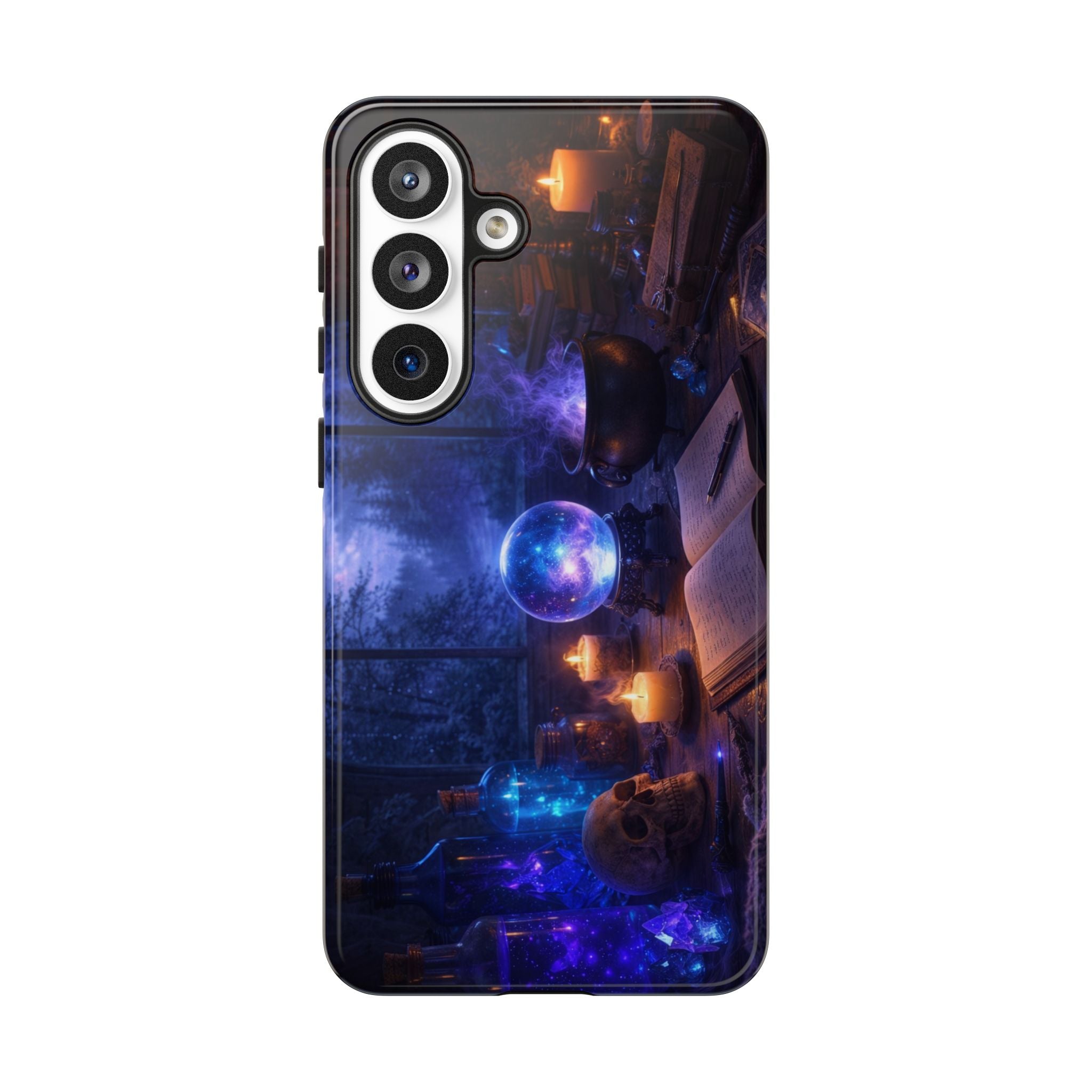 Arcane Alchemist Crystal Ball Phone Case — Midnight Candlelit Study Design