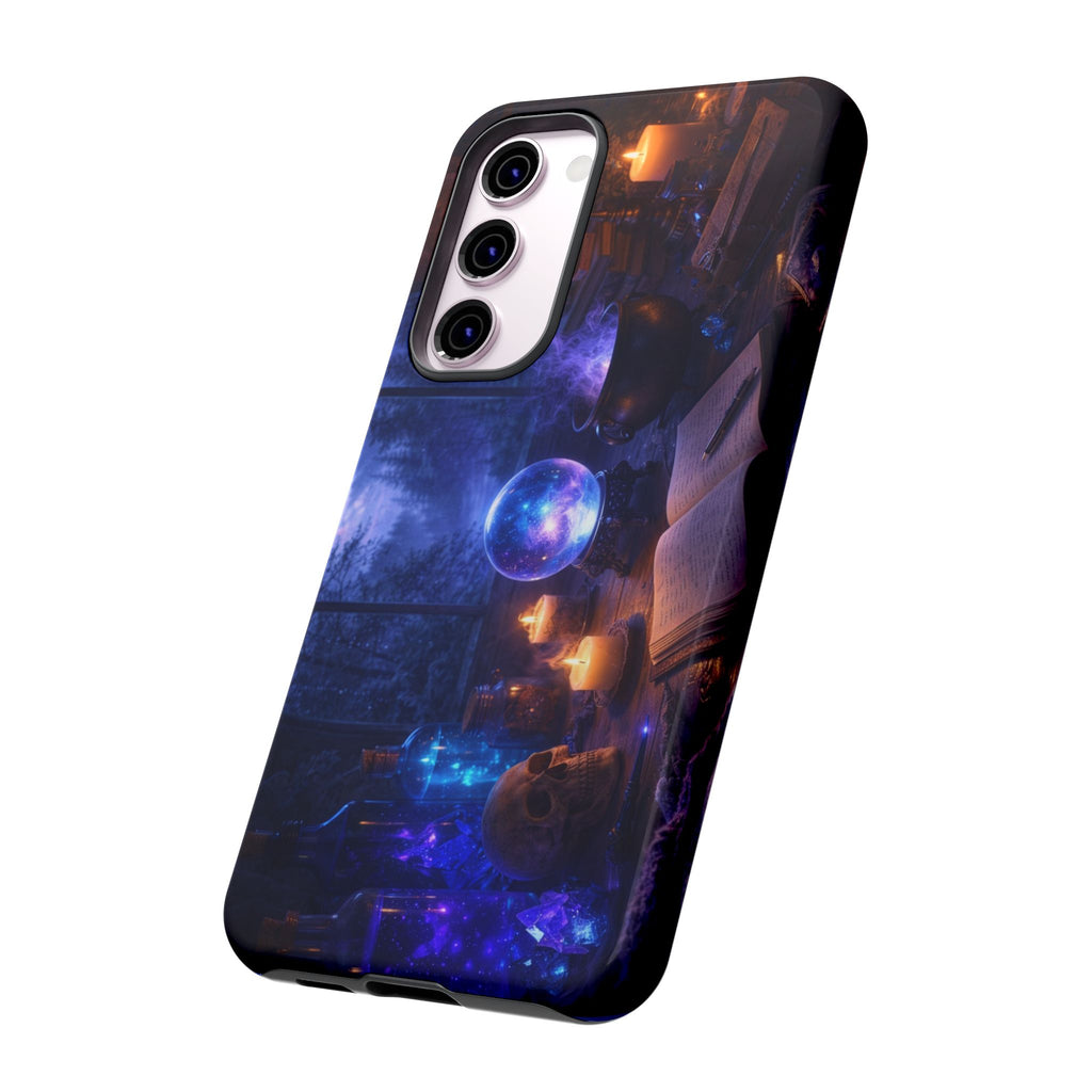 Arcane Alchemist Crystal Ball Phone Case — Midnight Candlelit Study Design