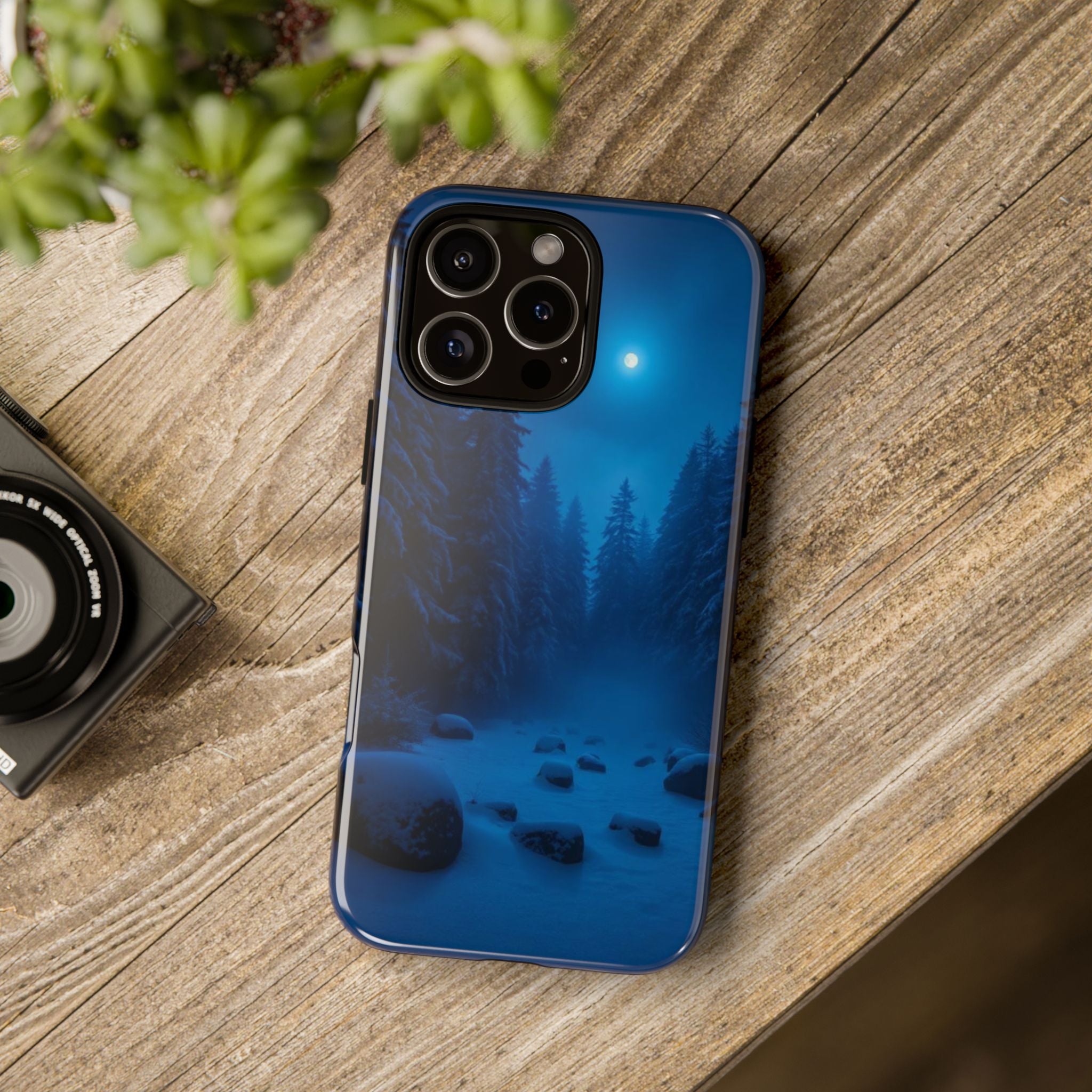 Moonlit Winter Forest Phone Case — Snowy Night Nature Phone Case