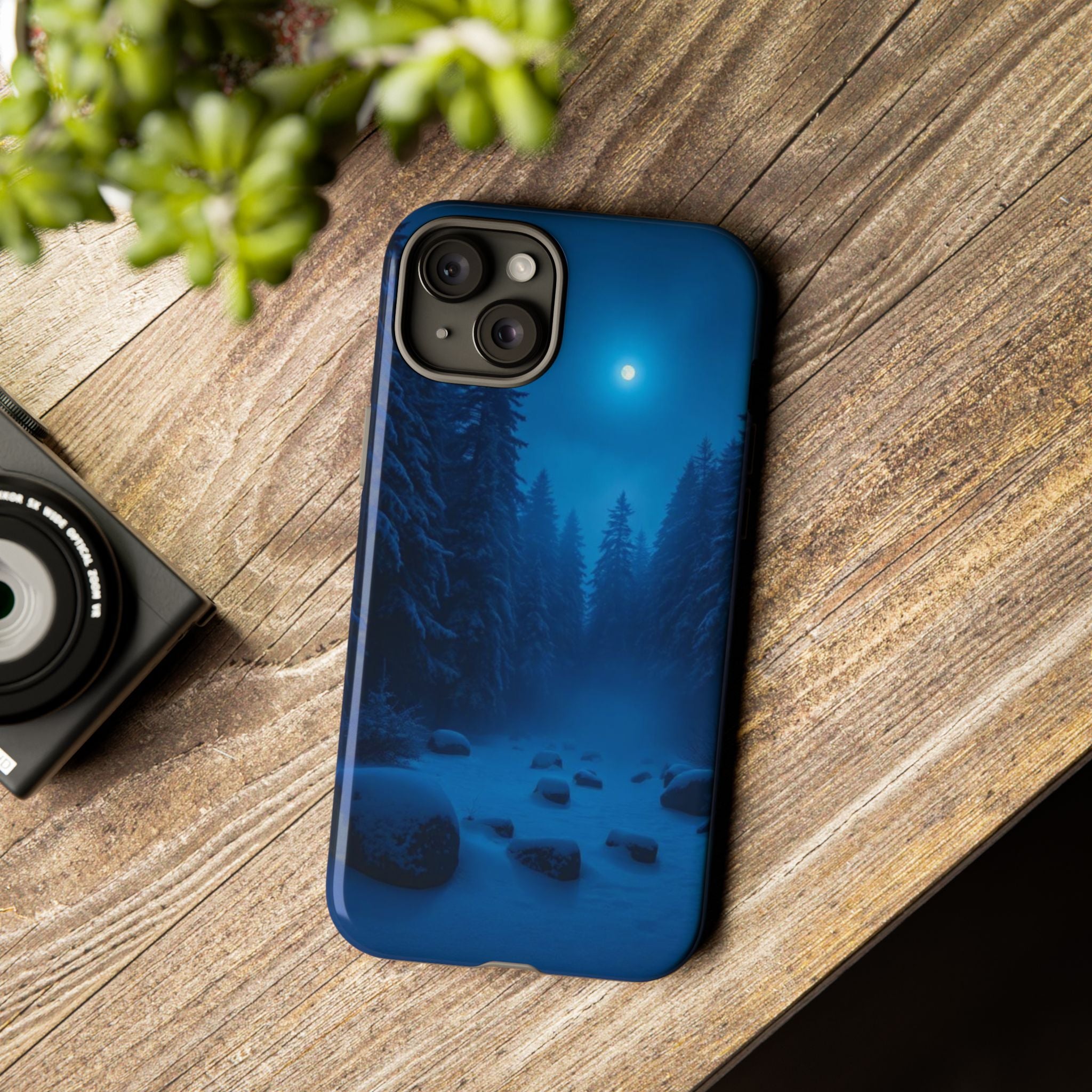 Moonlit Winter Forest Phone Case — Snowy Night Nature Phone Case