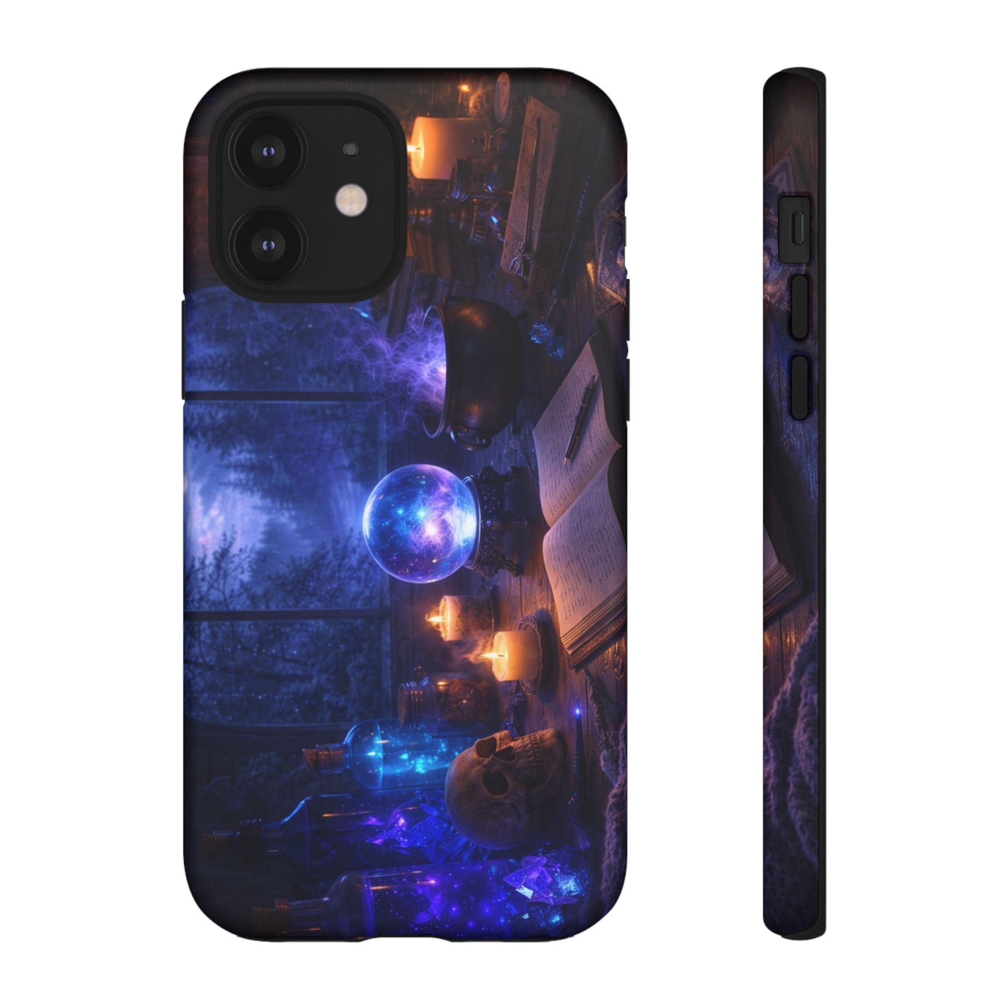 Arcane Alchemist Crystal Ball Phone Case — Midnight Candlelit Study Design
