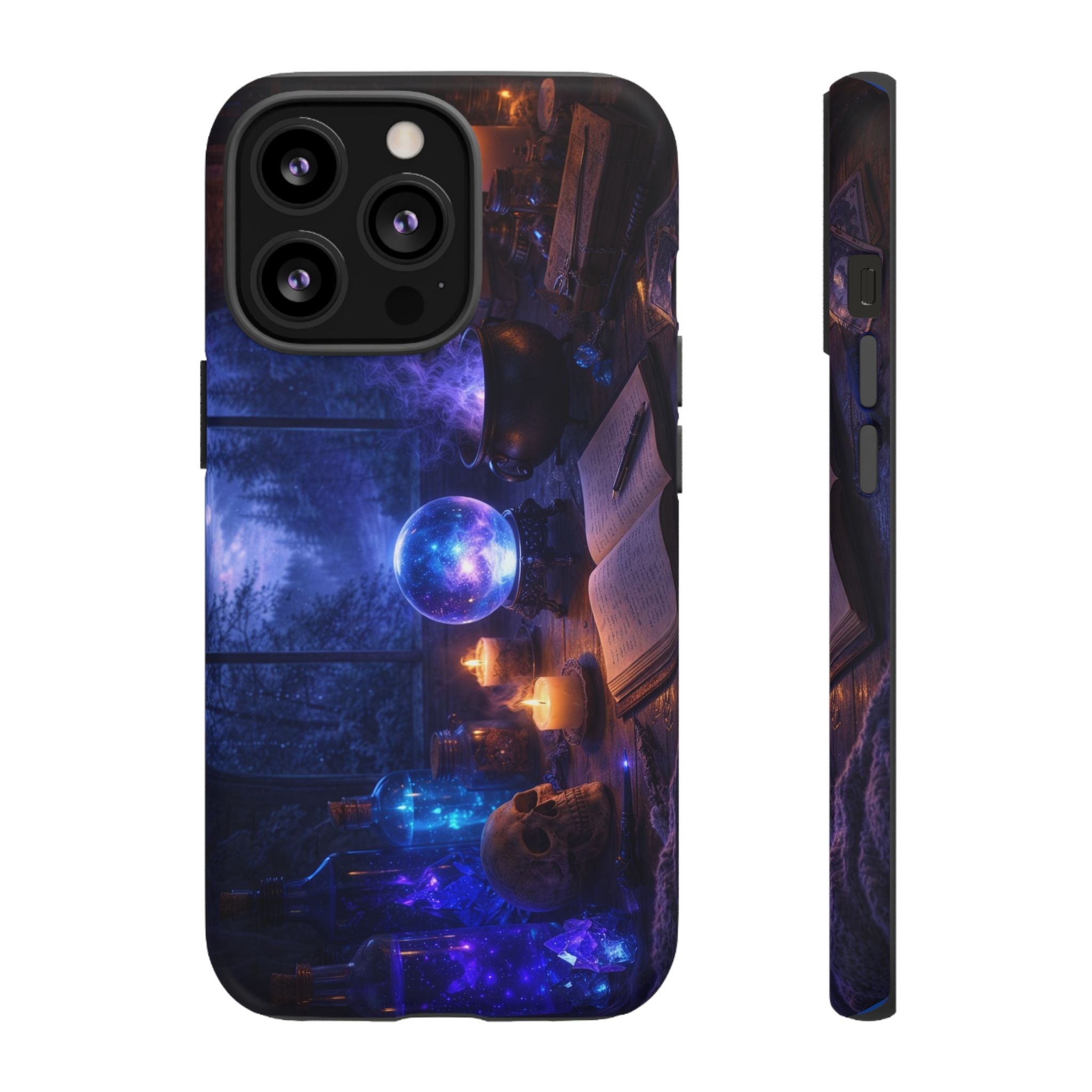 Arcane Alchemist Crystal Ball Phone Case — Midnight Candlelit Study Design