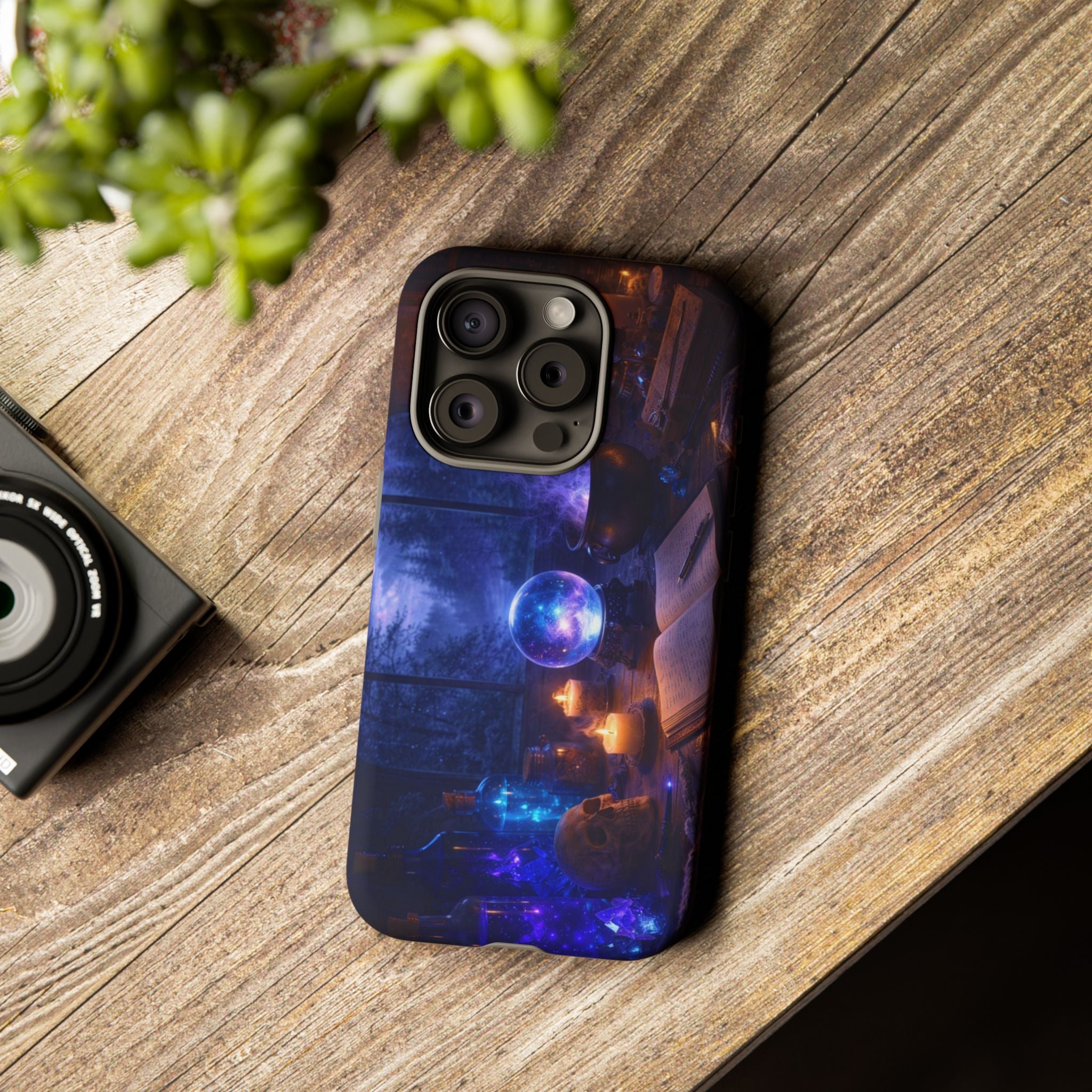 Arcane Alchemist Crystal Ball Phone Case — Midnight Candlelit Study Design