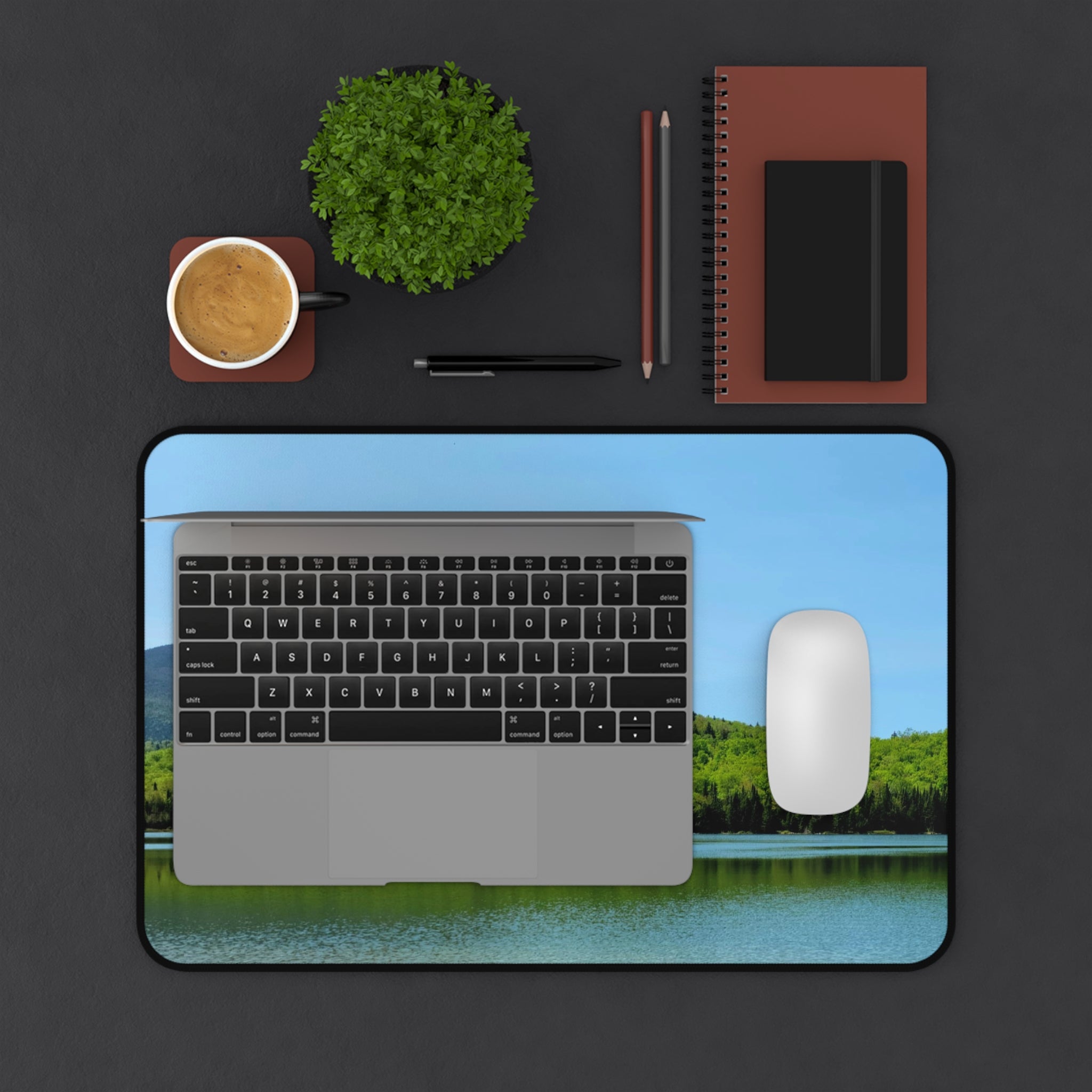 Adirondack Ampersand Mountain Desk Mat — Serene Lake & Pine Landscape
