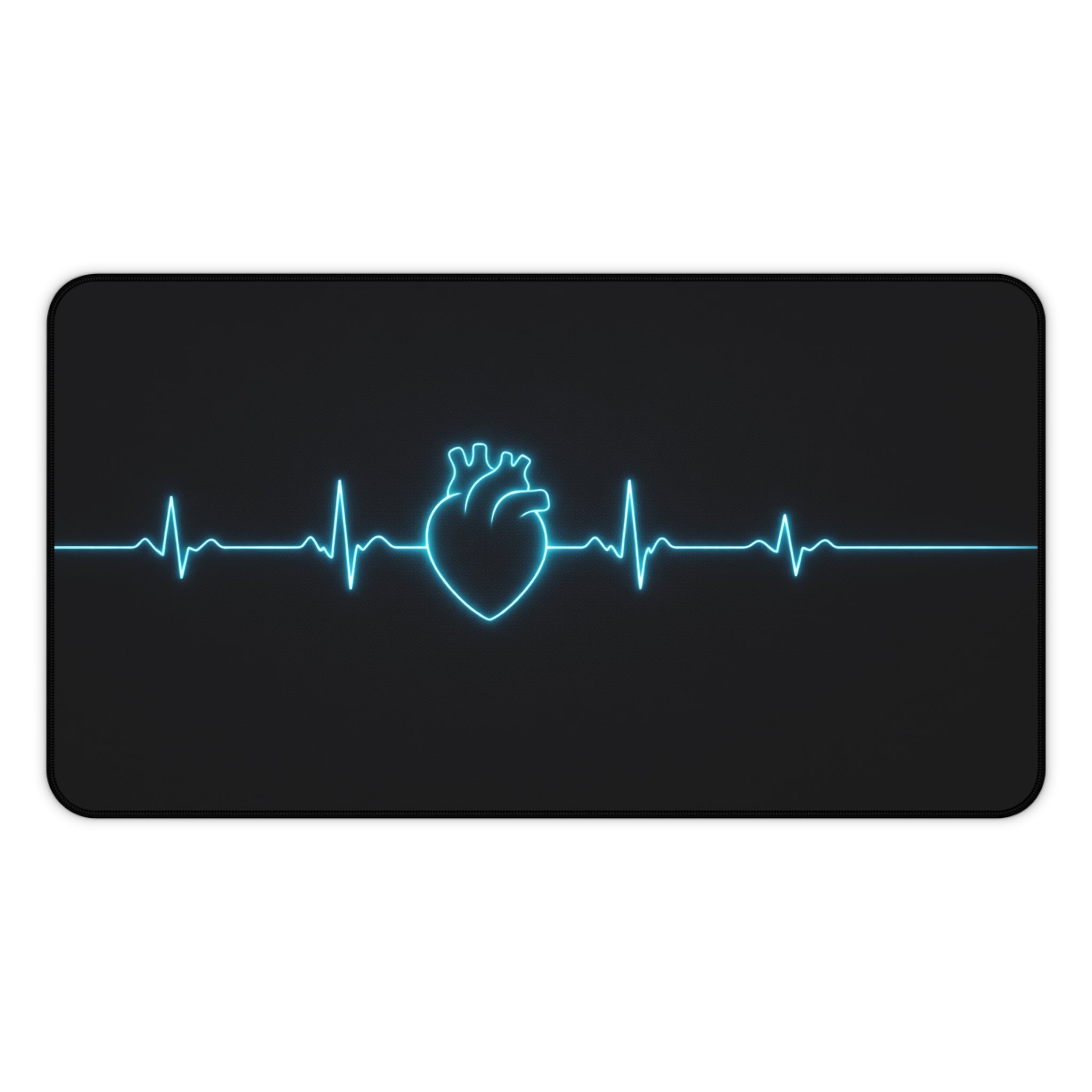 EKG Heart Glow Desk Mat — Minimal Medical-Inspired Mouse Pad